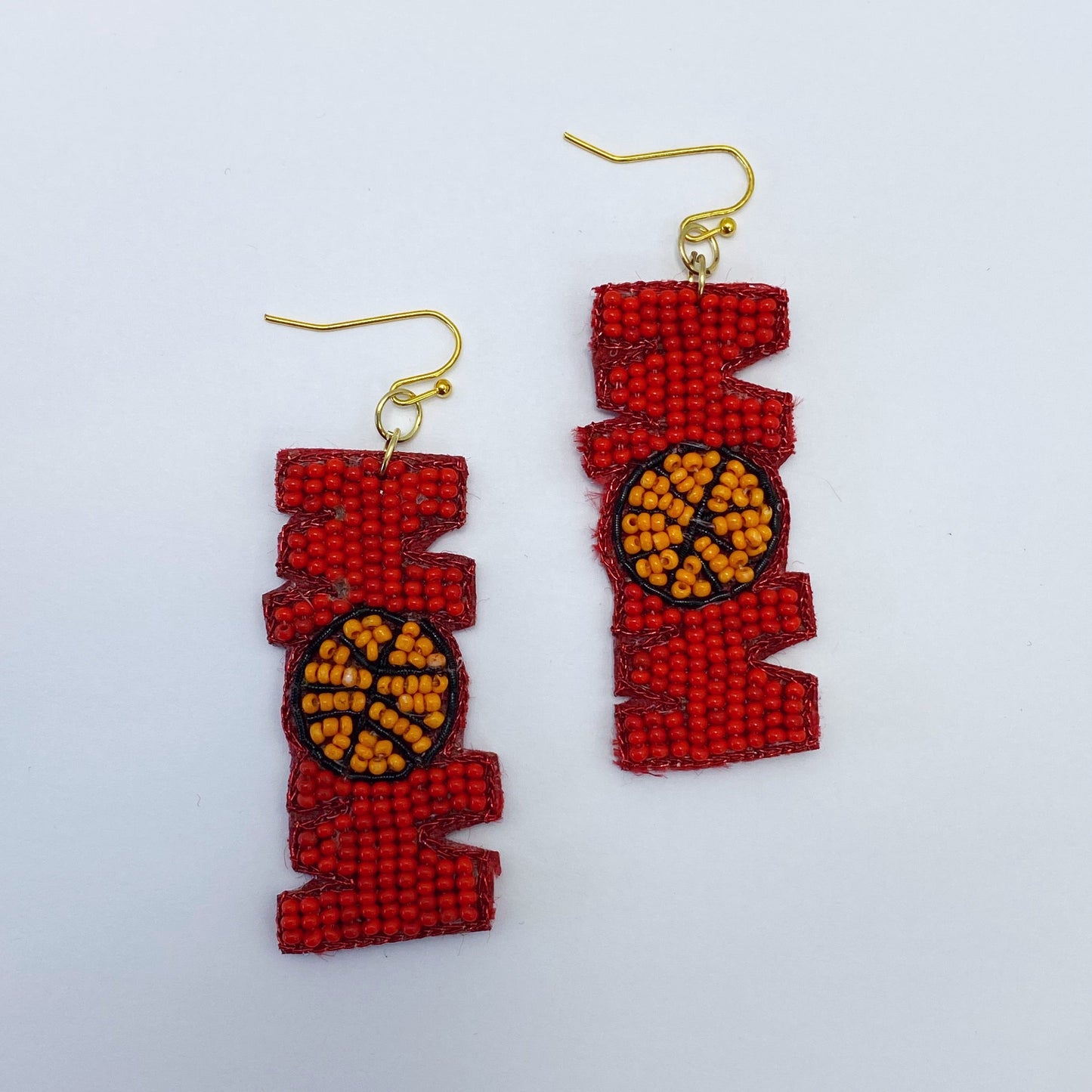 E0849 AE5702 Beads Deco MOM Shape Drop Dangle Earrings