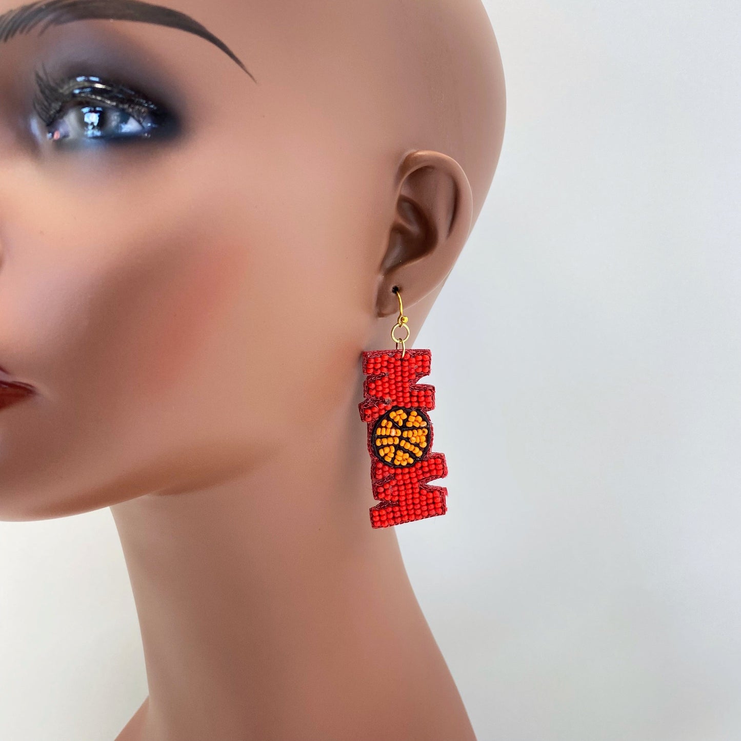 E0849 AE5702 Beads Deco MOM Shape Drop Dangle Earrings