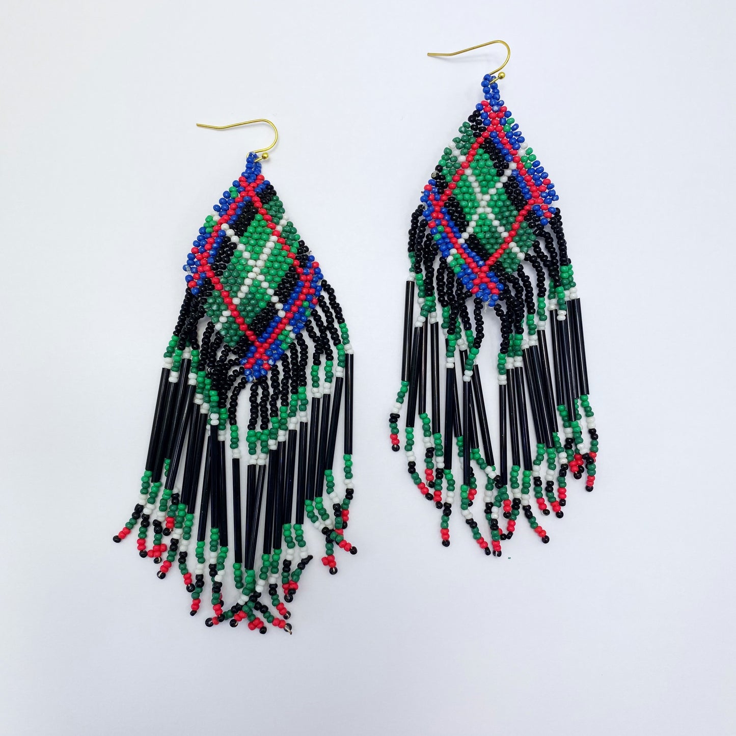 E0729 AE4756 Beads Deco Tassel Fringe Drop Dangle Hook Earrings
