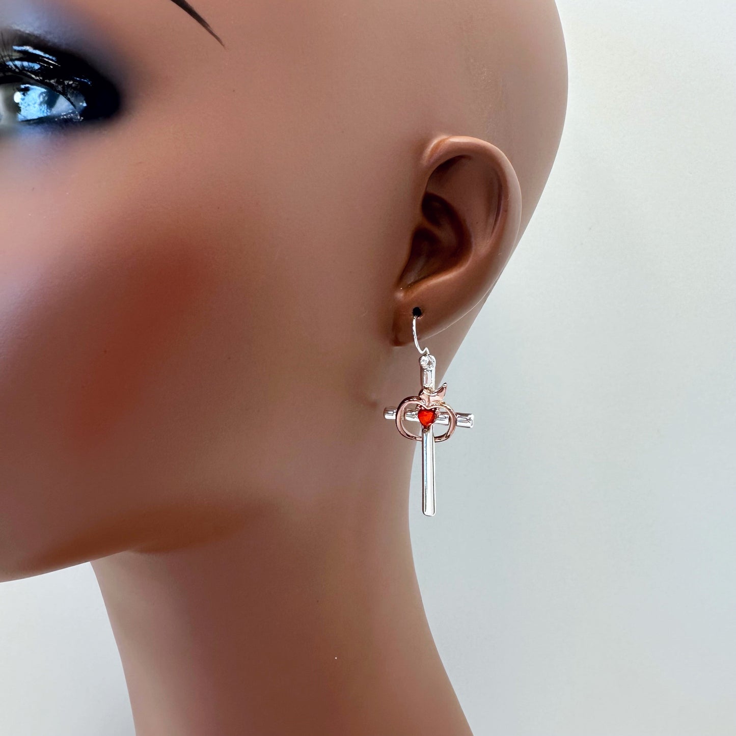 E0956 AE6413 Metal Cross Shape Drop Dangle Hook earrings