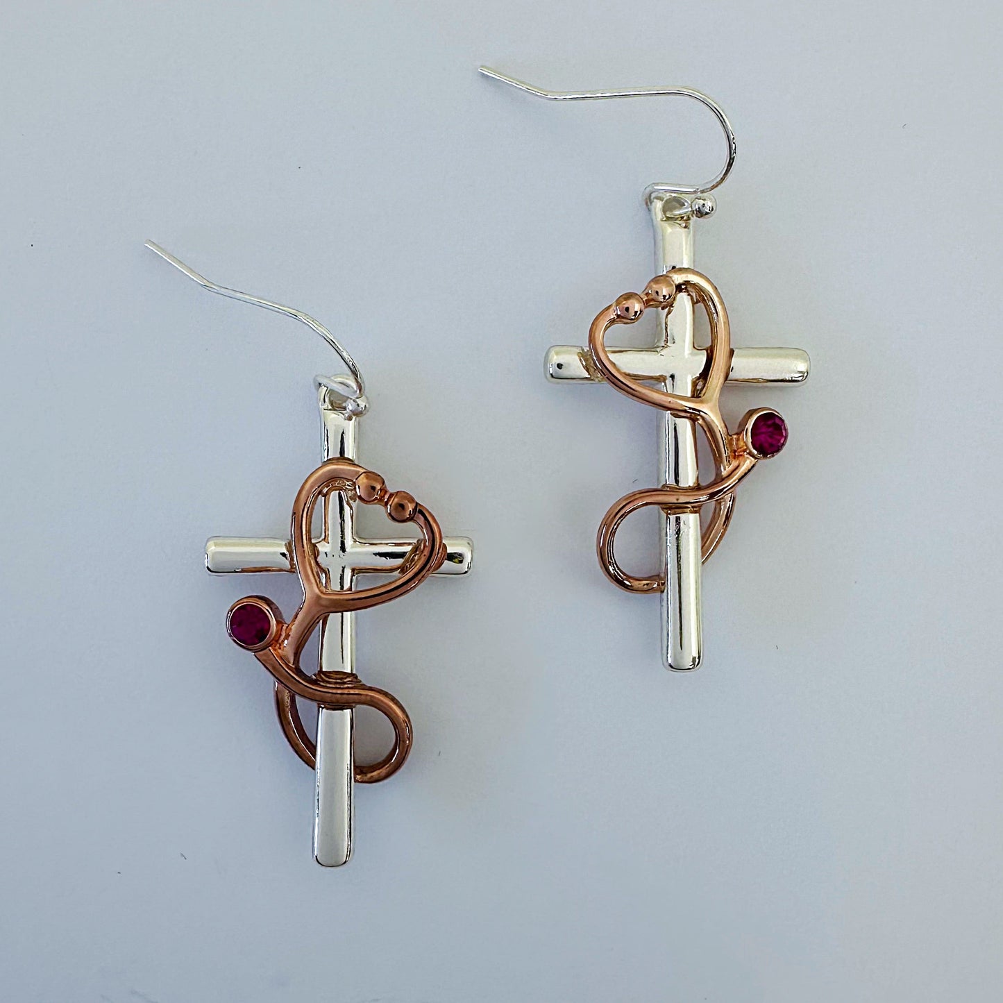 E0955 AE6414 Metal Cross Shape Drop Dangle Hook earrings