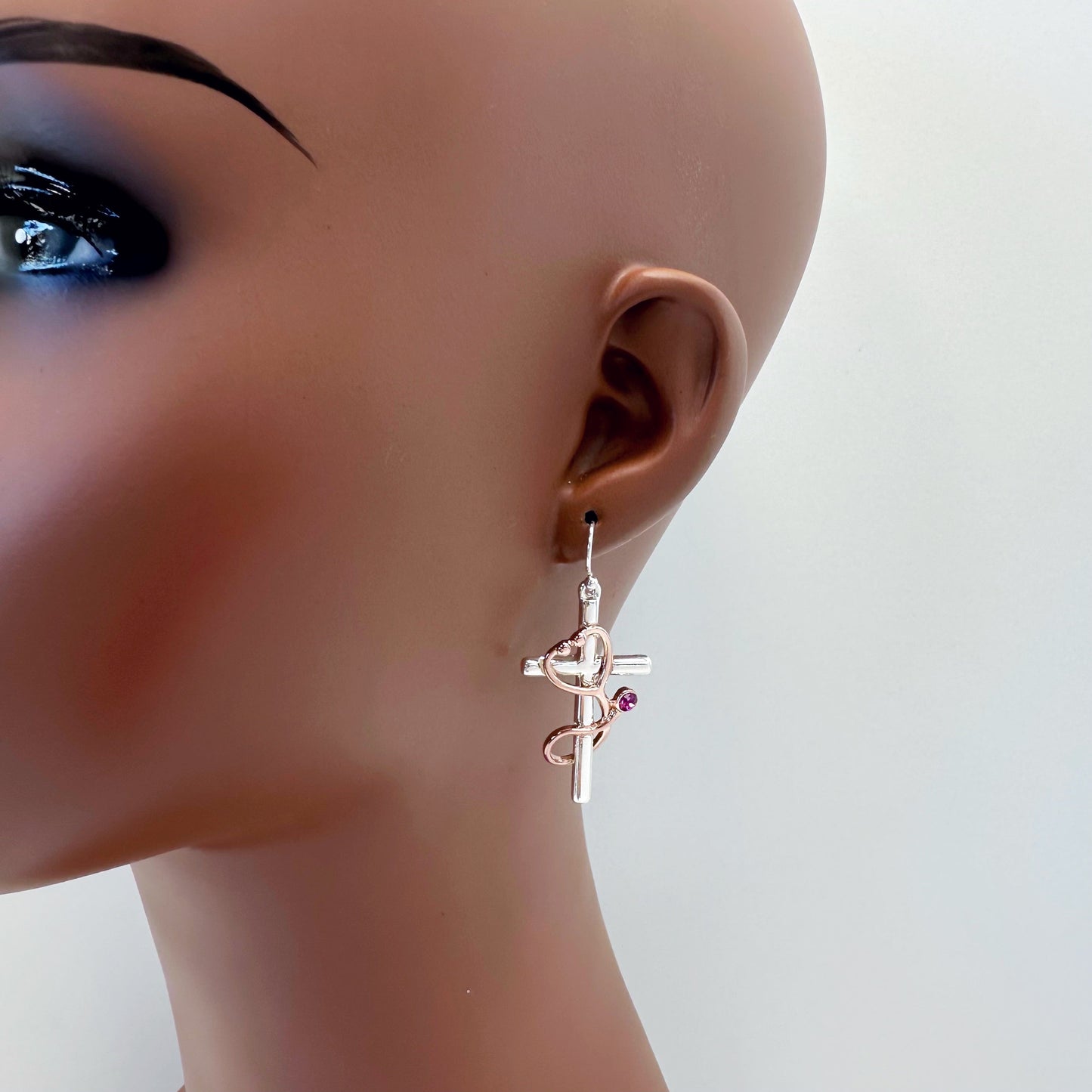 E0955 AE6414 Metal Cross Shape Drop Dangle Hook earrings