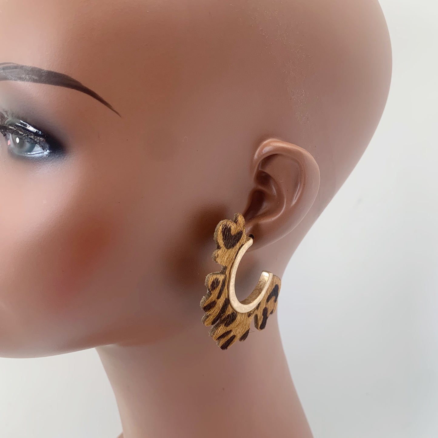 Leopard Print Fan Hoop Earrings | E0227