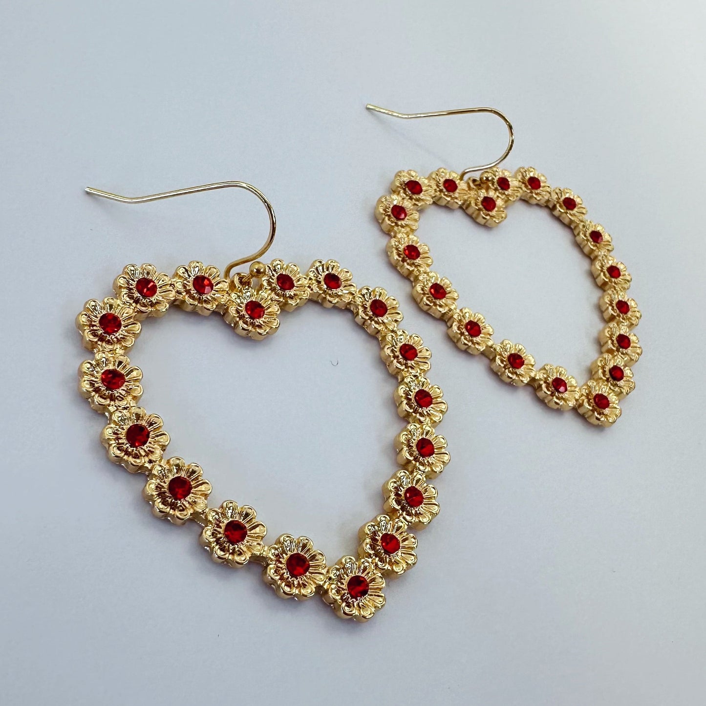 E0961 AE6492 Rhinestones Deco Heart Love Shape Drop Dangle Hook earrings