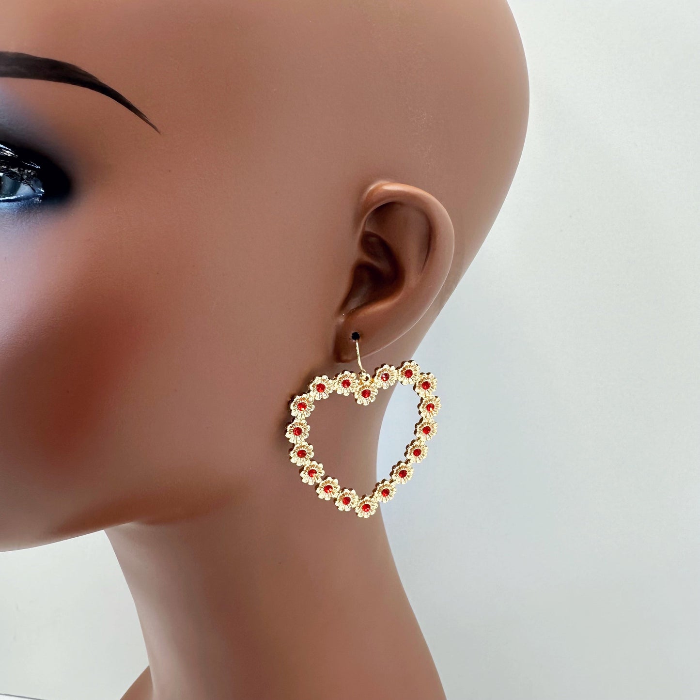 E0961 AE6492 Rhinestones Deco Heart Love Shape Drop Dangle Hook earrings