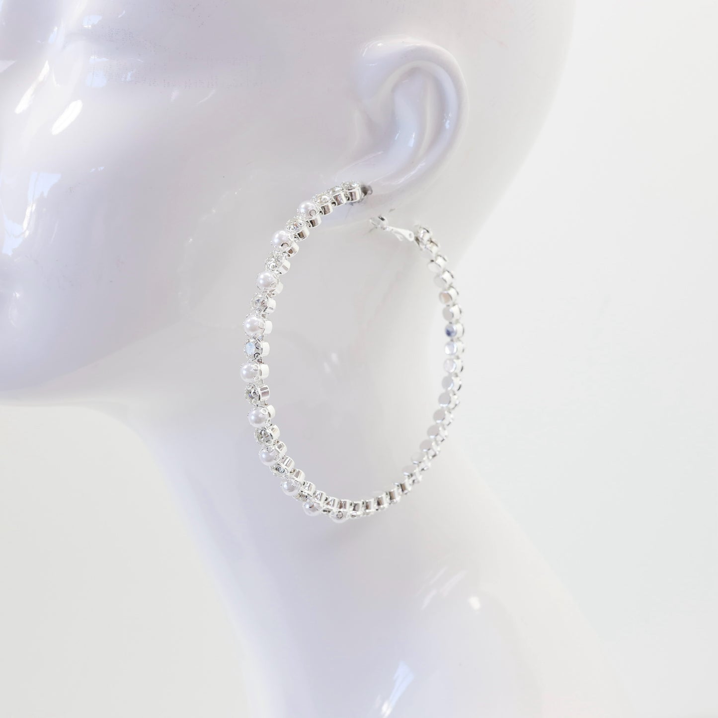 Pearl Accent Hoop Earrings | E0254
