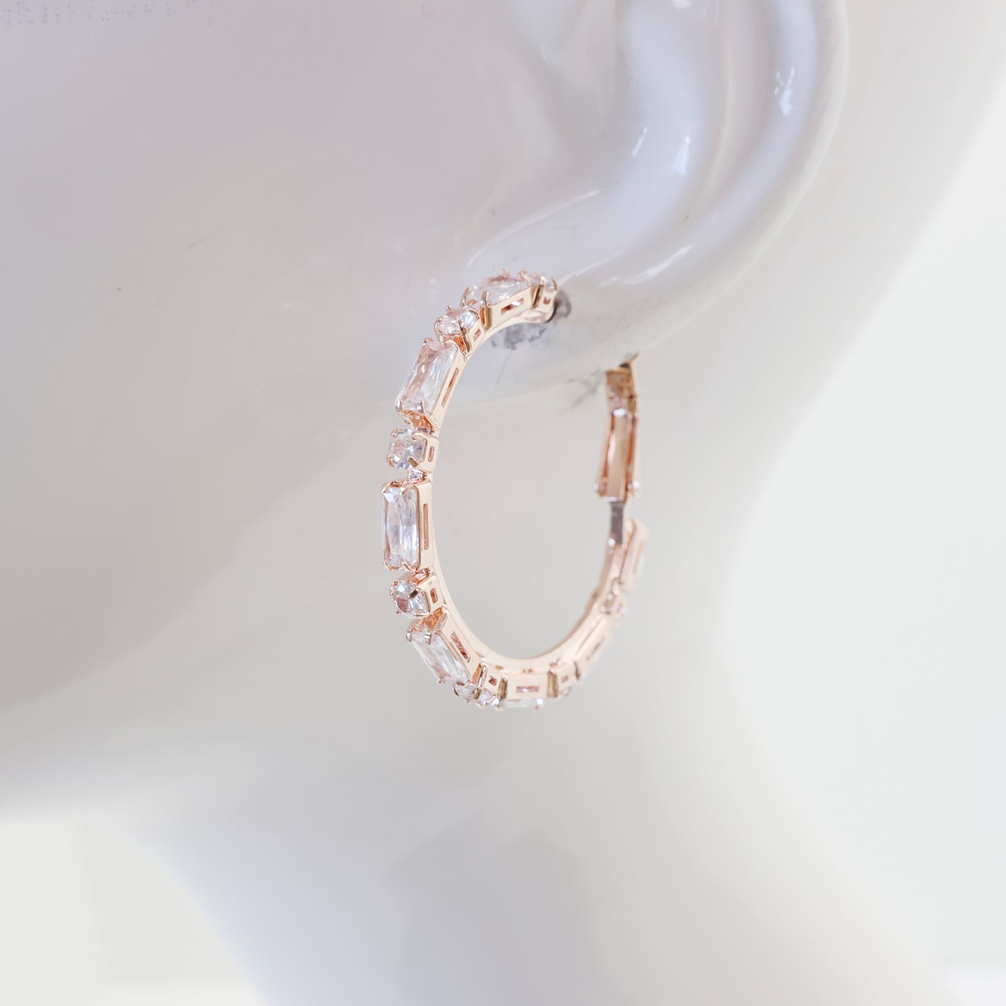 Rectangular Crystal Hoop Earrings | E0266