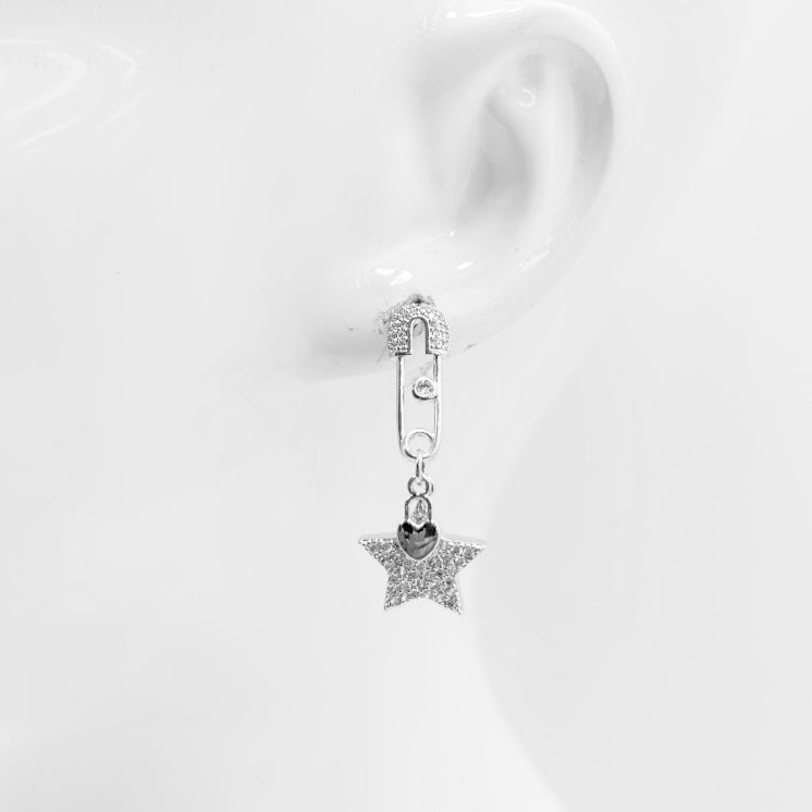 Crystal Star Safety Pin Earrings | E0273