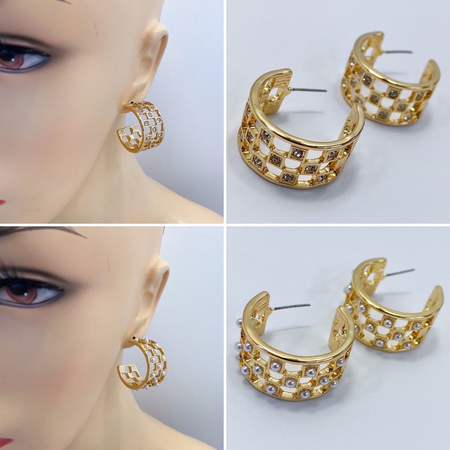 E1109 25E2211 Open Circle Round Shape Mini Hoop Style Post Earrings
