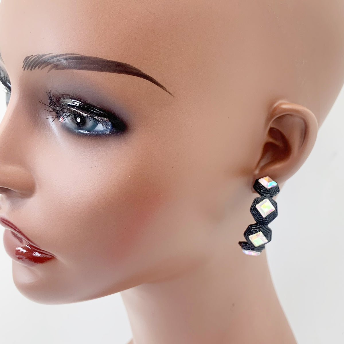 Hexagon Crystal Accent Earrings | E0344