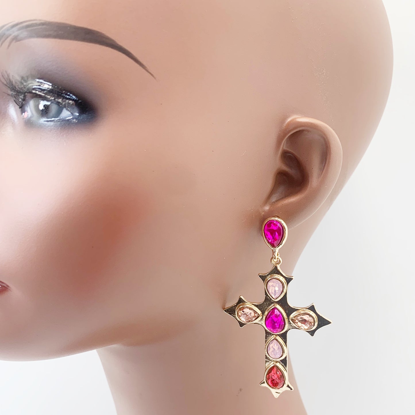 Crystal Embellished Cross Earrings | E0376