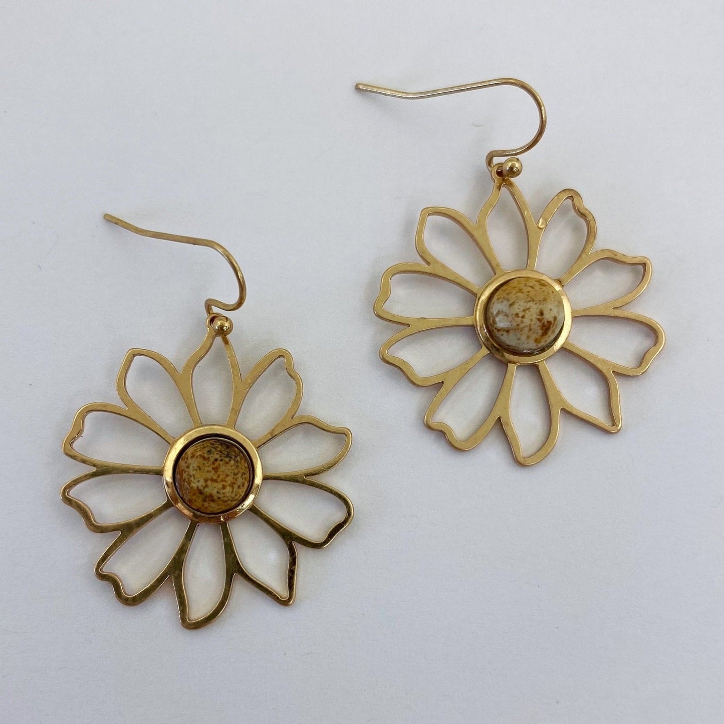 E1112 QE2346 Sunflower Design Drop Dangle Hook Earrings