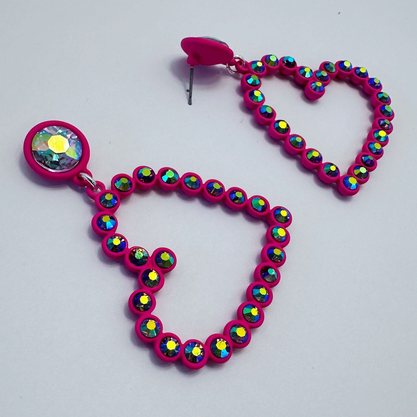 E0960 AE6549 Rhinestones Deco Heart Love Shape Drop Dangle Hook earrings