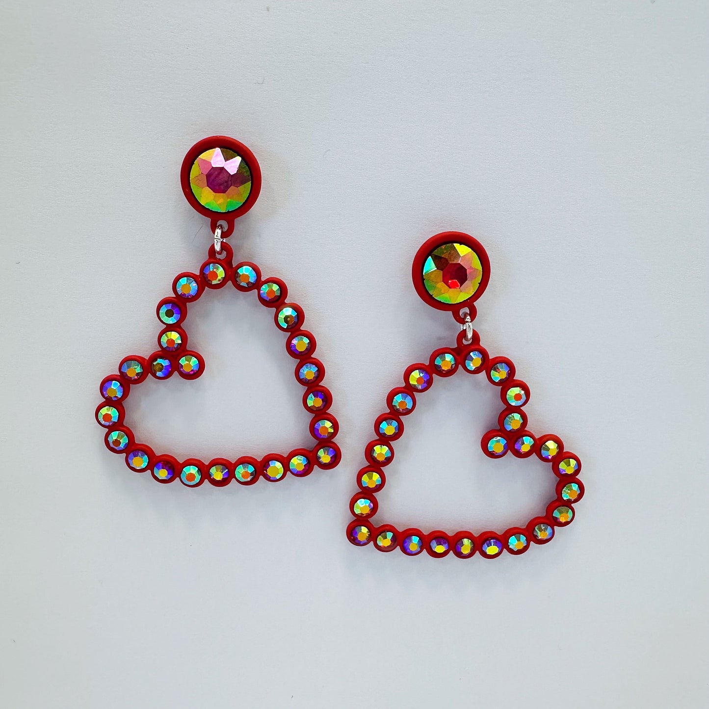 E0960 AE6549 Rhinestones Deco Heart Love Shape Drop Dangle Hook earrings