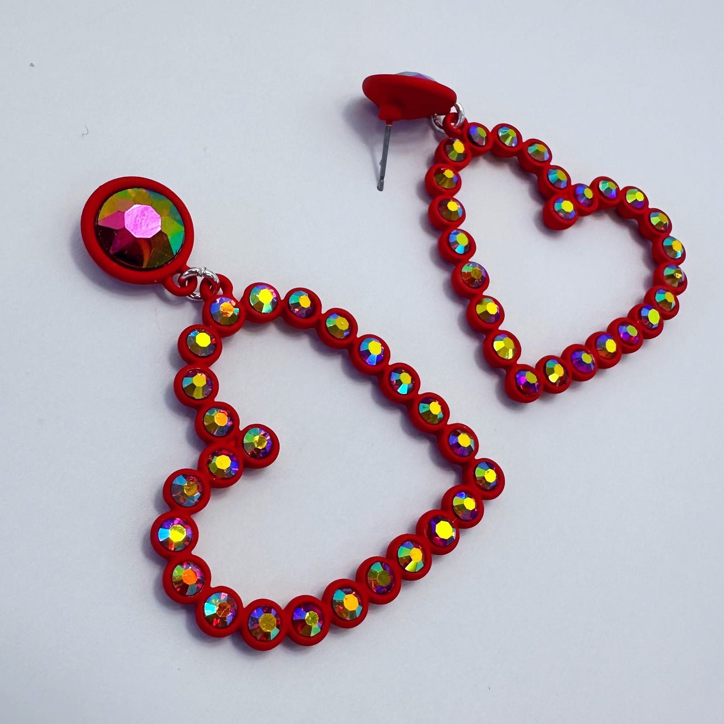 E0960 AE6549 Rhinestones Deco Heart Love Shape Drop Dangle Hook earrings