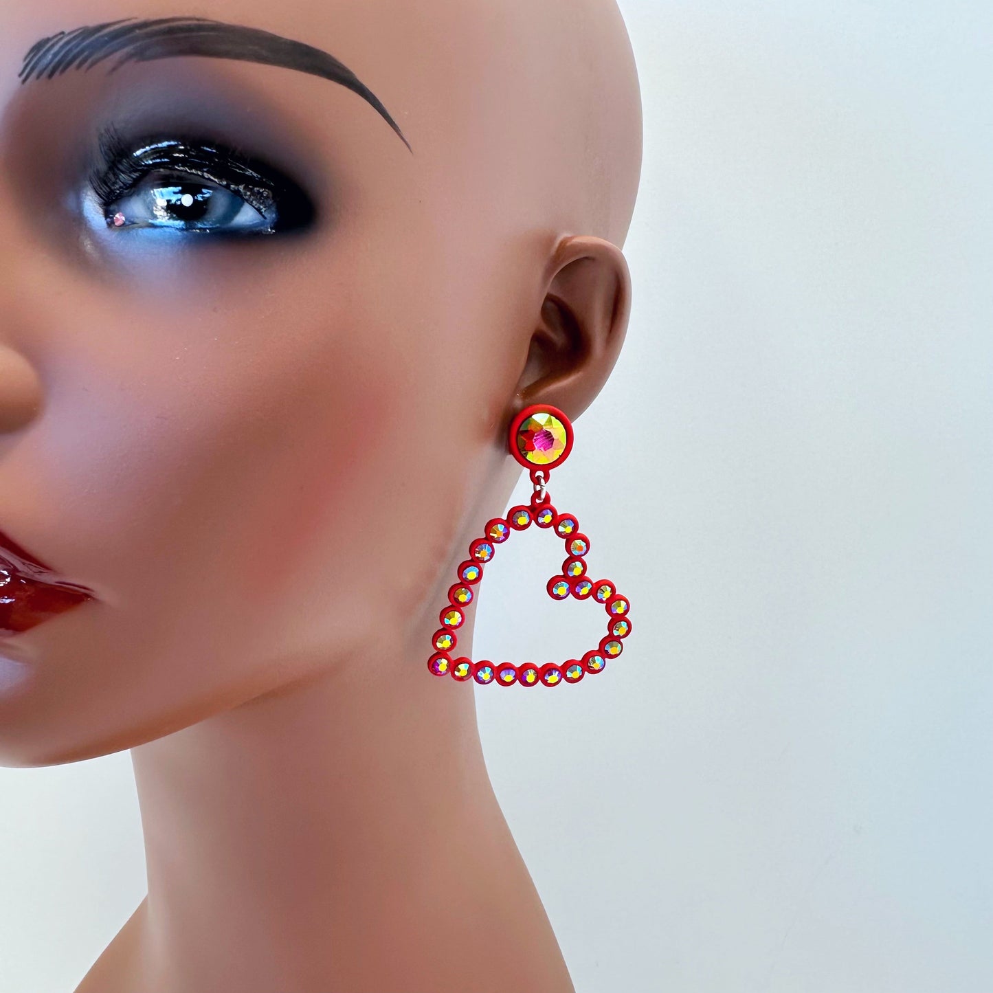 E0960 AE6549 Rhinestones Deco Heart Love Shape Drop Dangle Hook earrings