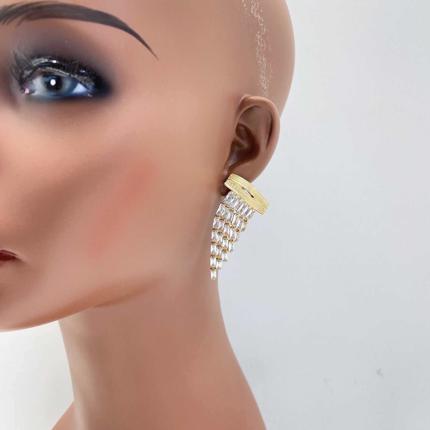E1150 25E2394 Rhinestones Deco Tassel Drop Dangle Earrings