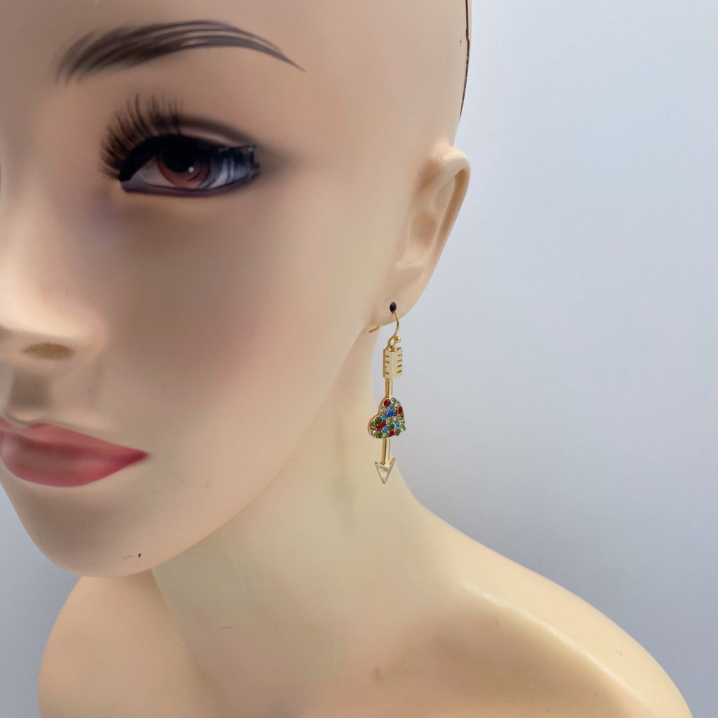 E1238 VER5570 Heart Arrow Design Drop Dangle Earrings