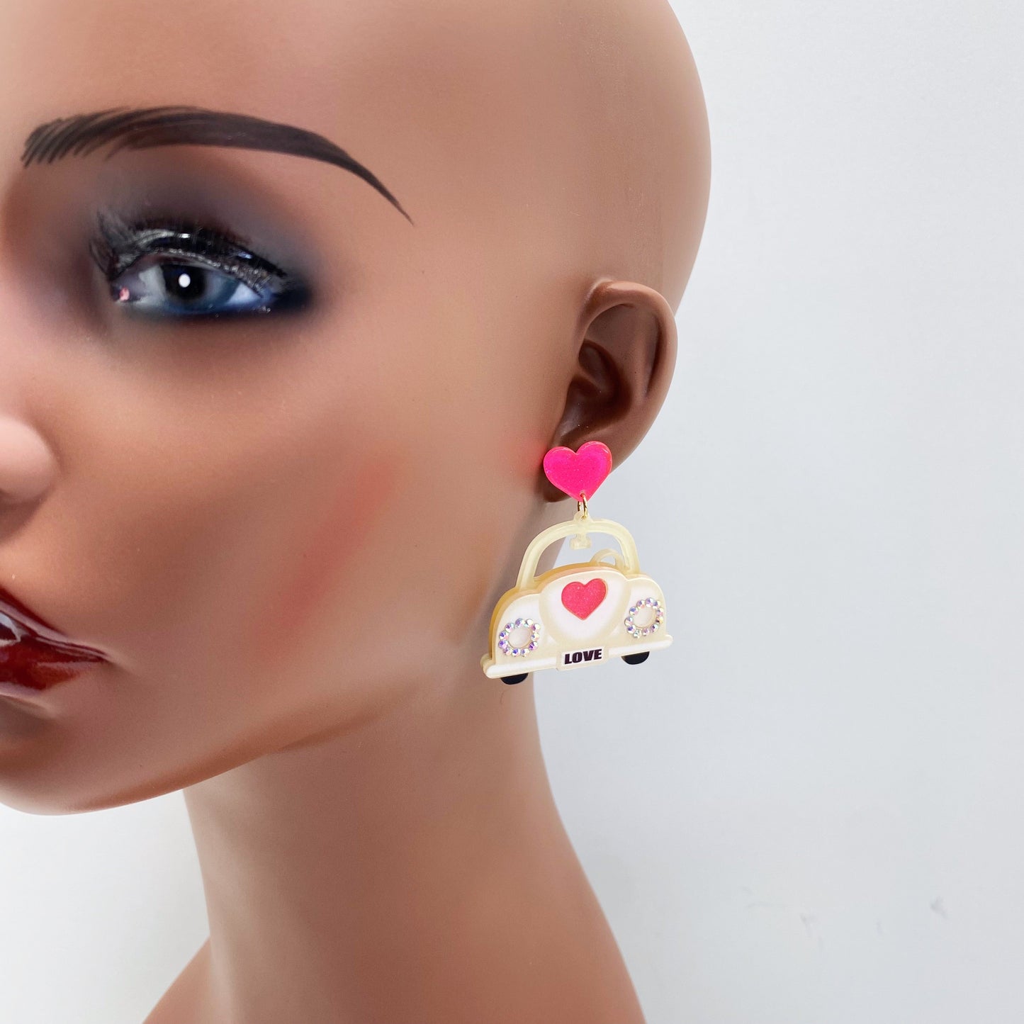 E1038 VER5782 Valentine Theme Acrylic Car Design Drop Dangle Post earrings