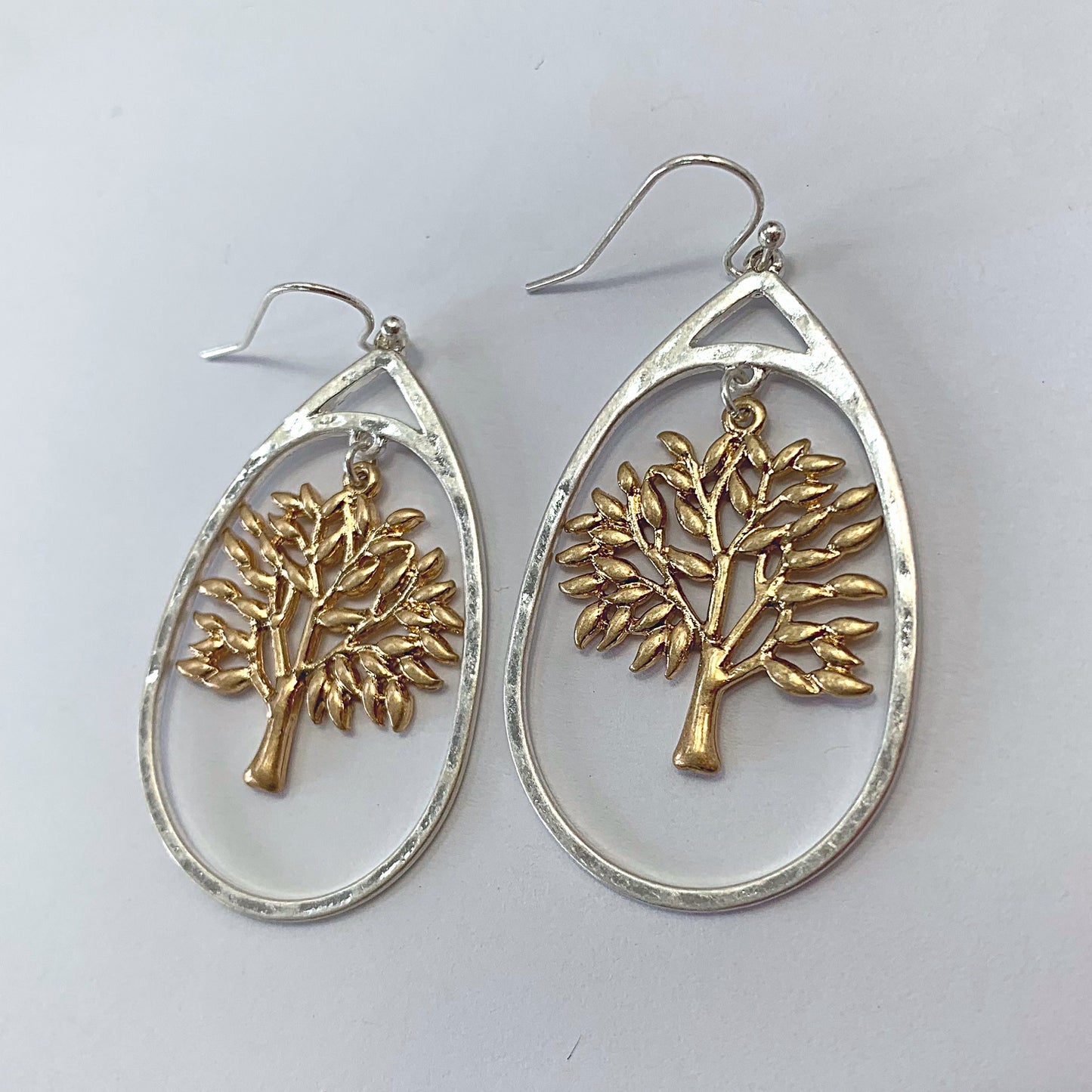 E1118 HE2736 Tree of Life Oval Drop Dangle Earrings