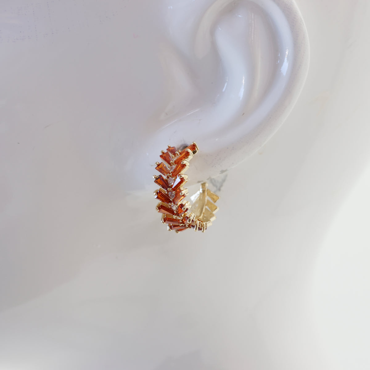 Leaf Crystal Hoop Earrings | E0542