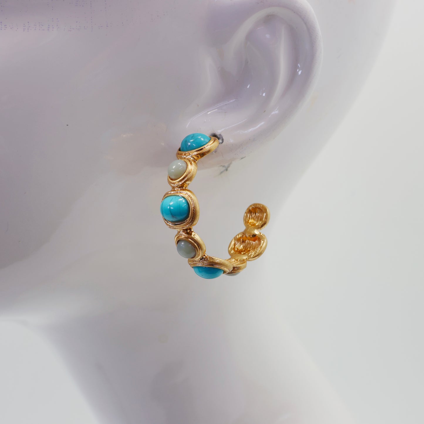 Stone Bead Hoop Earrings | E0560