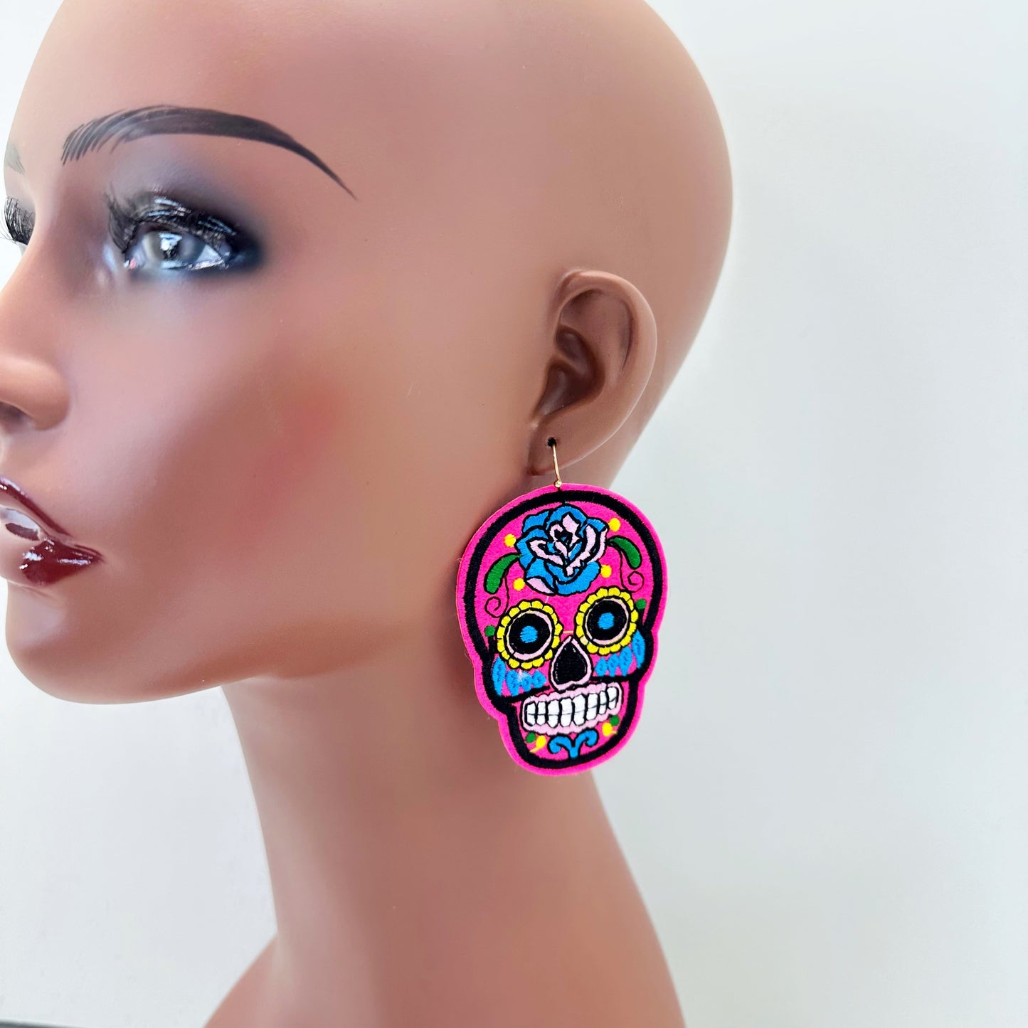 E1305 ME10866 Sugar Skull Drop Dangle Earrings