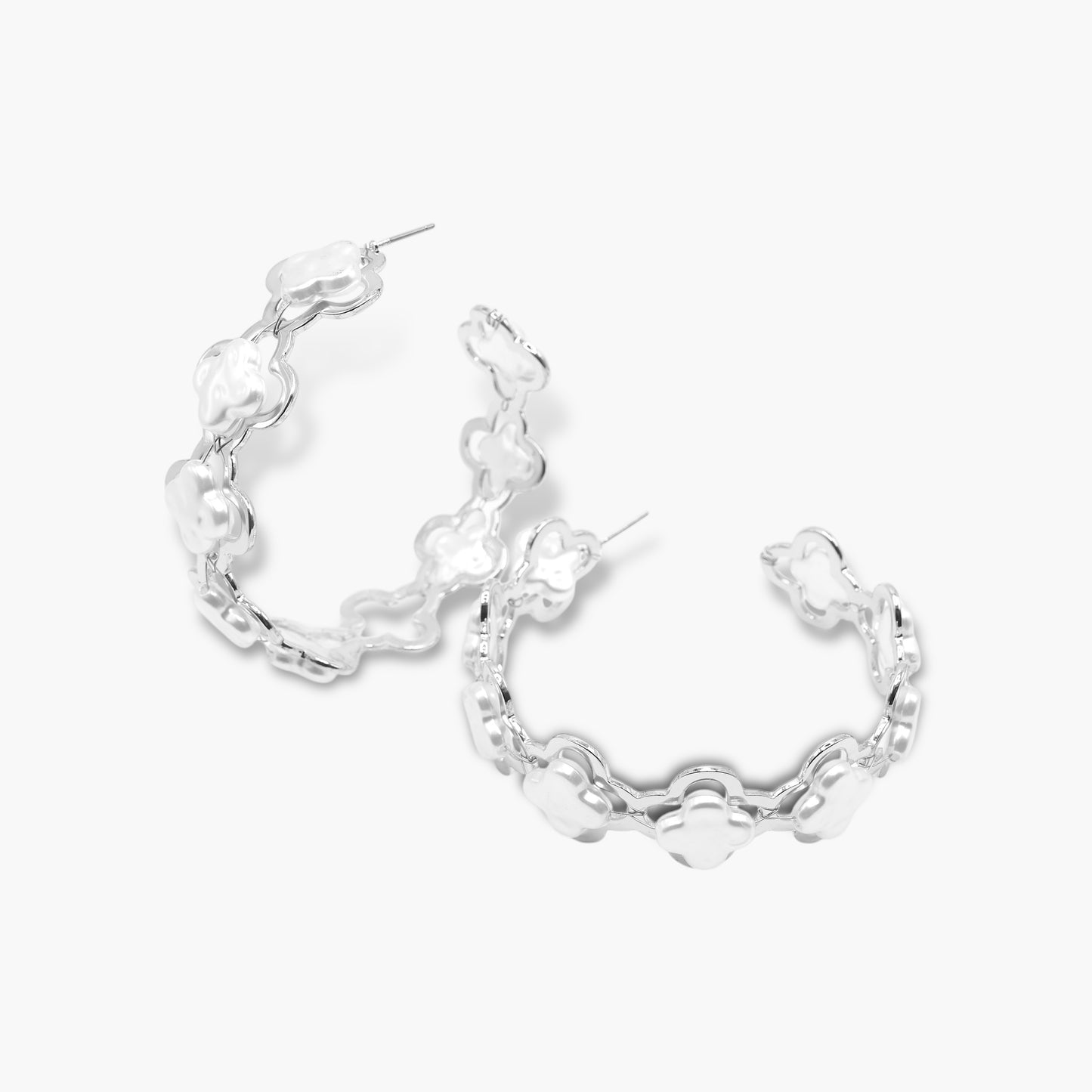 Floral Pearl Hoop Earrings | E0656