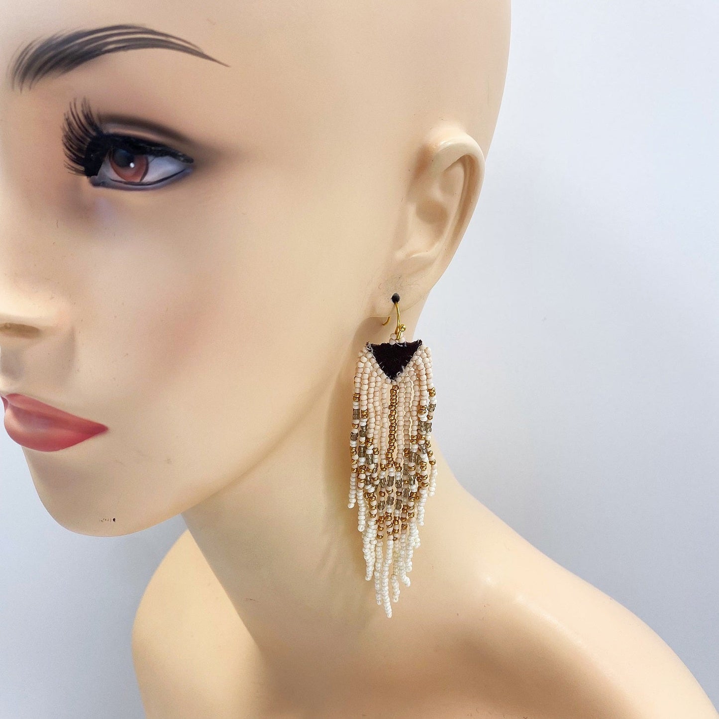 E0929 AE4106 Beaded Tassel Drop Dangle Hook Earrings