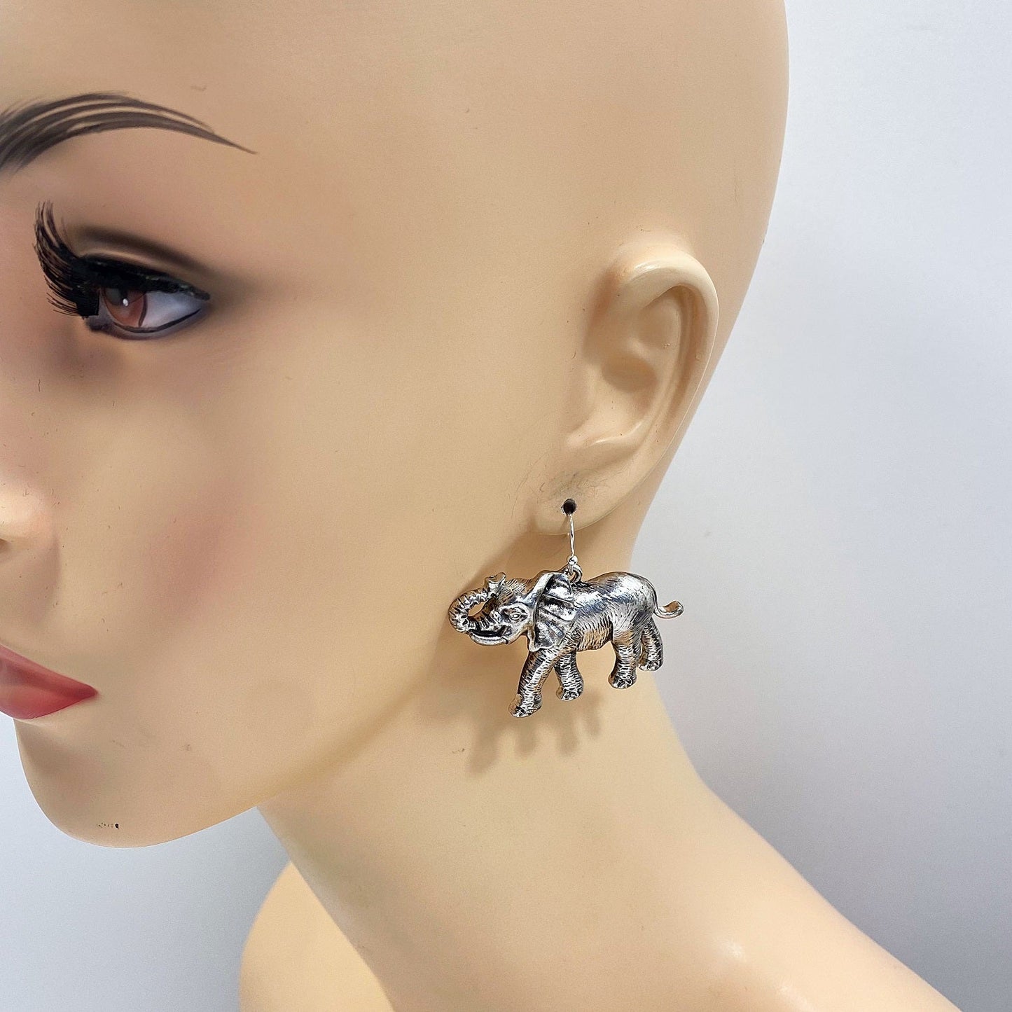 E0762 AE3488 Metal Elephant Shape Drop Dangle Hook Earrings