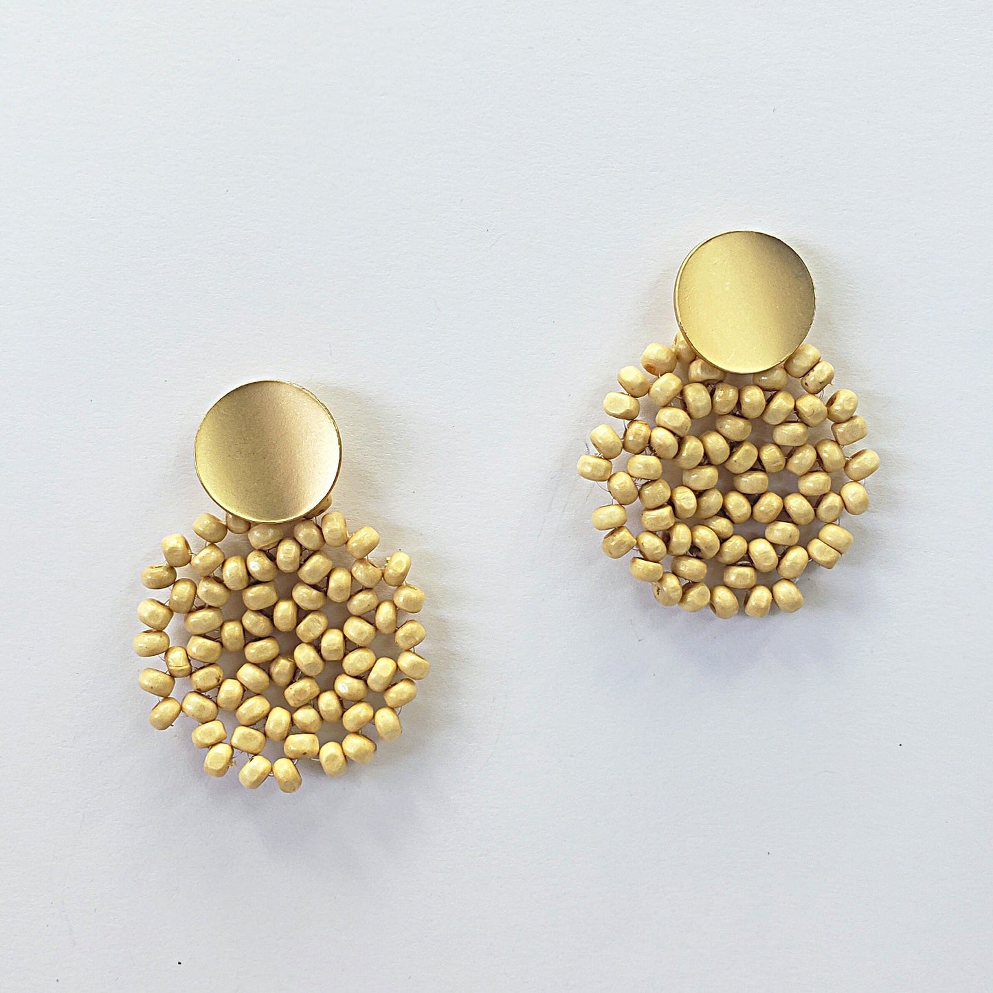 E0702 13-3614 WOOD BEADS DROP POST EARRINGS