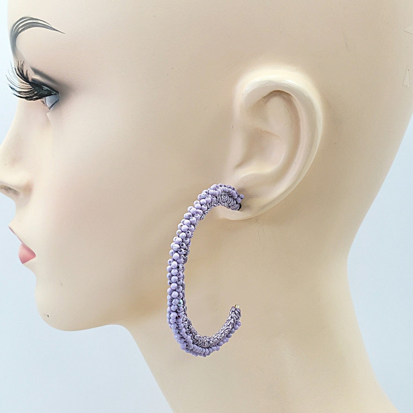 E0705 13-3867 BEADS OPEN CIRCLE POST HOOP EARRINGS
