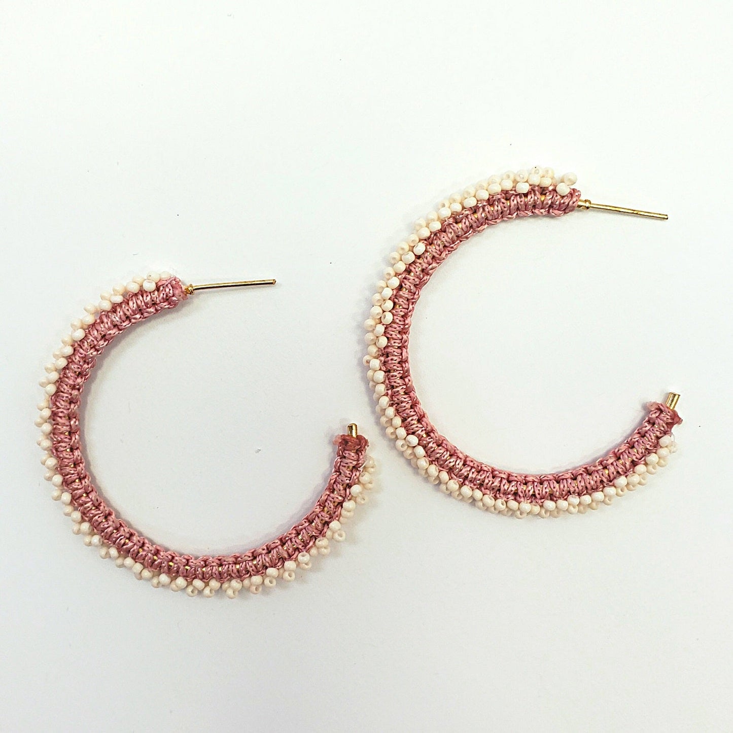 E0705 13-3867 BEADS OPEN CIRCLE POST HOOP EARRINGS