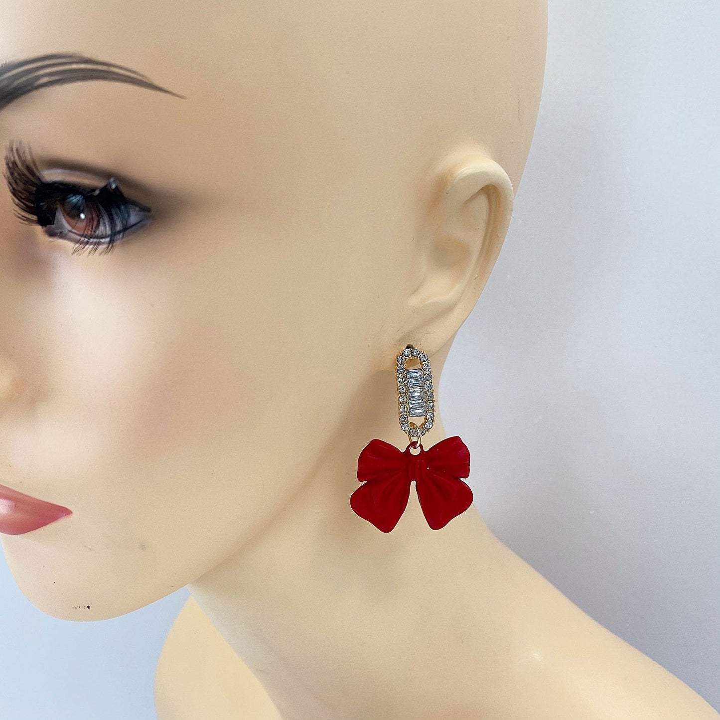 E0712 CCRBPE02 Bow Ribbon Shape Drop Dangle Earrings
