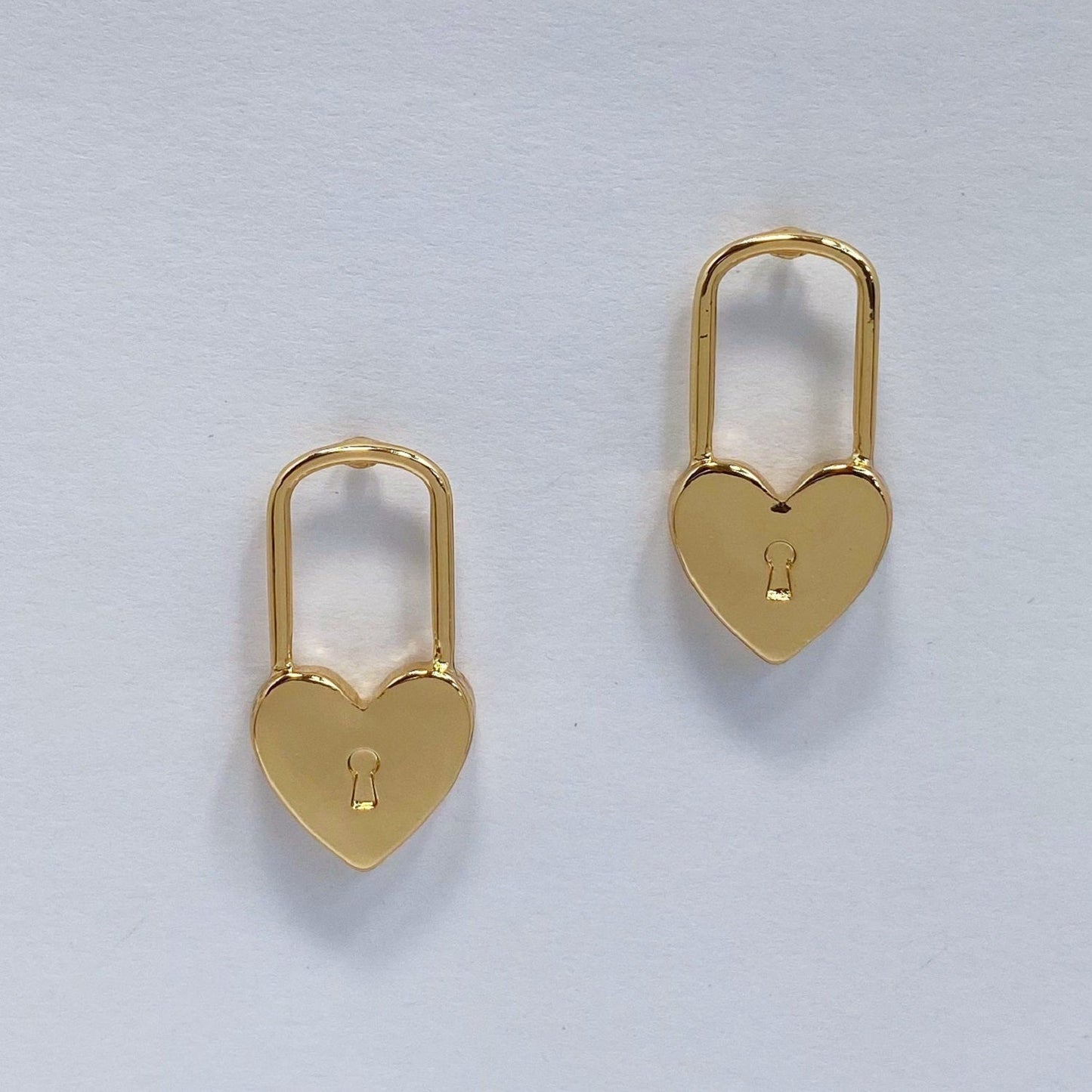 E0808 IE8285 Heart Love Design Lock Shape Drop Post Earrings