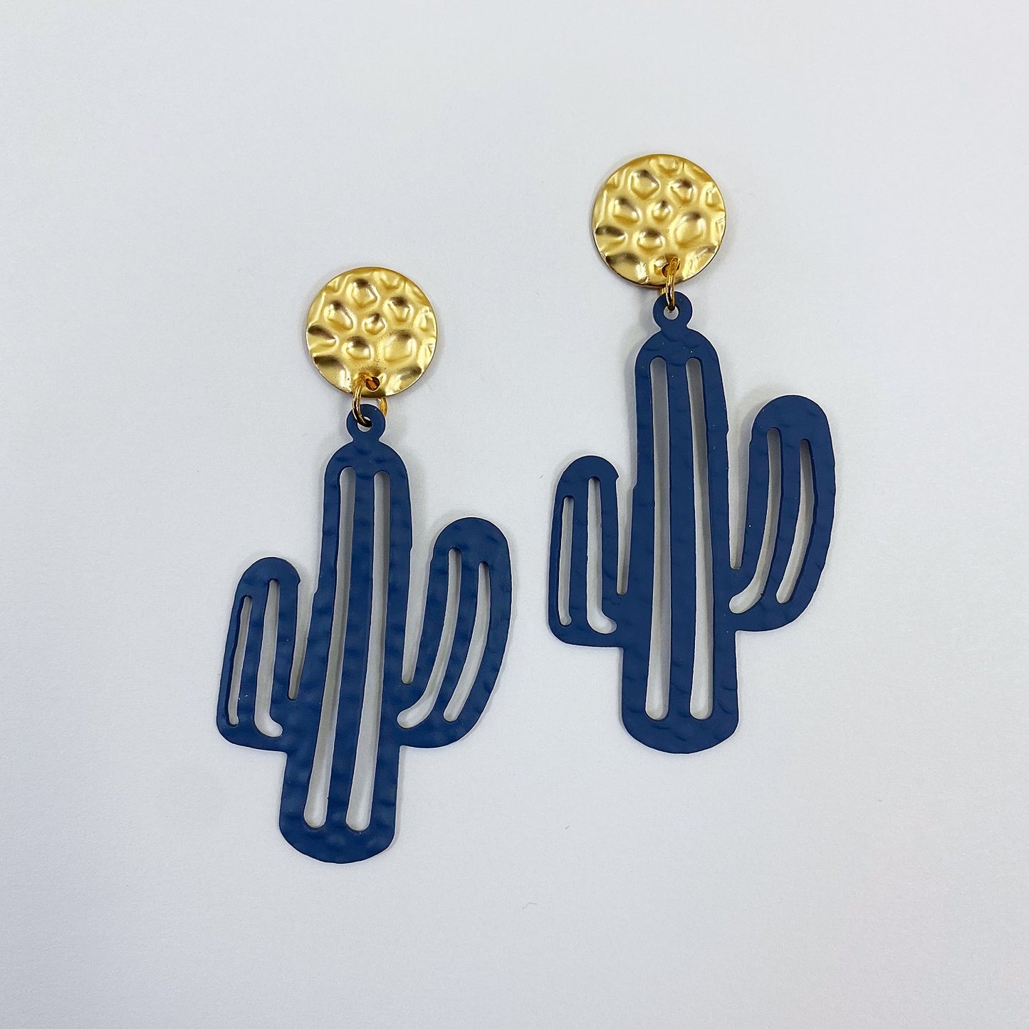 E0744 CCWCE01 Western Cactus Shape Metal Drop Dangle Post Earrings