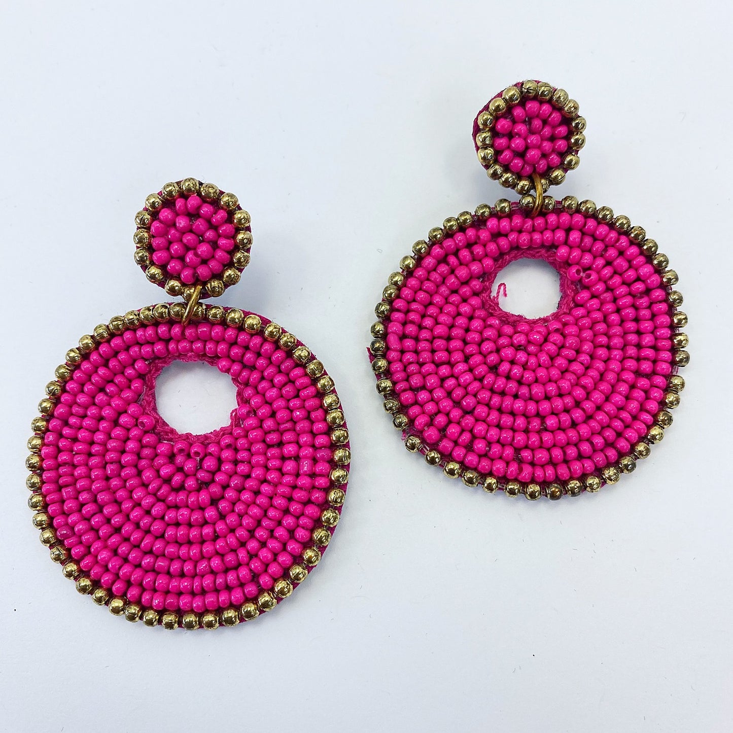 E0768 36E1063 Beads decorated Circle Shape Drop Dangle Hook Earrings