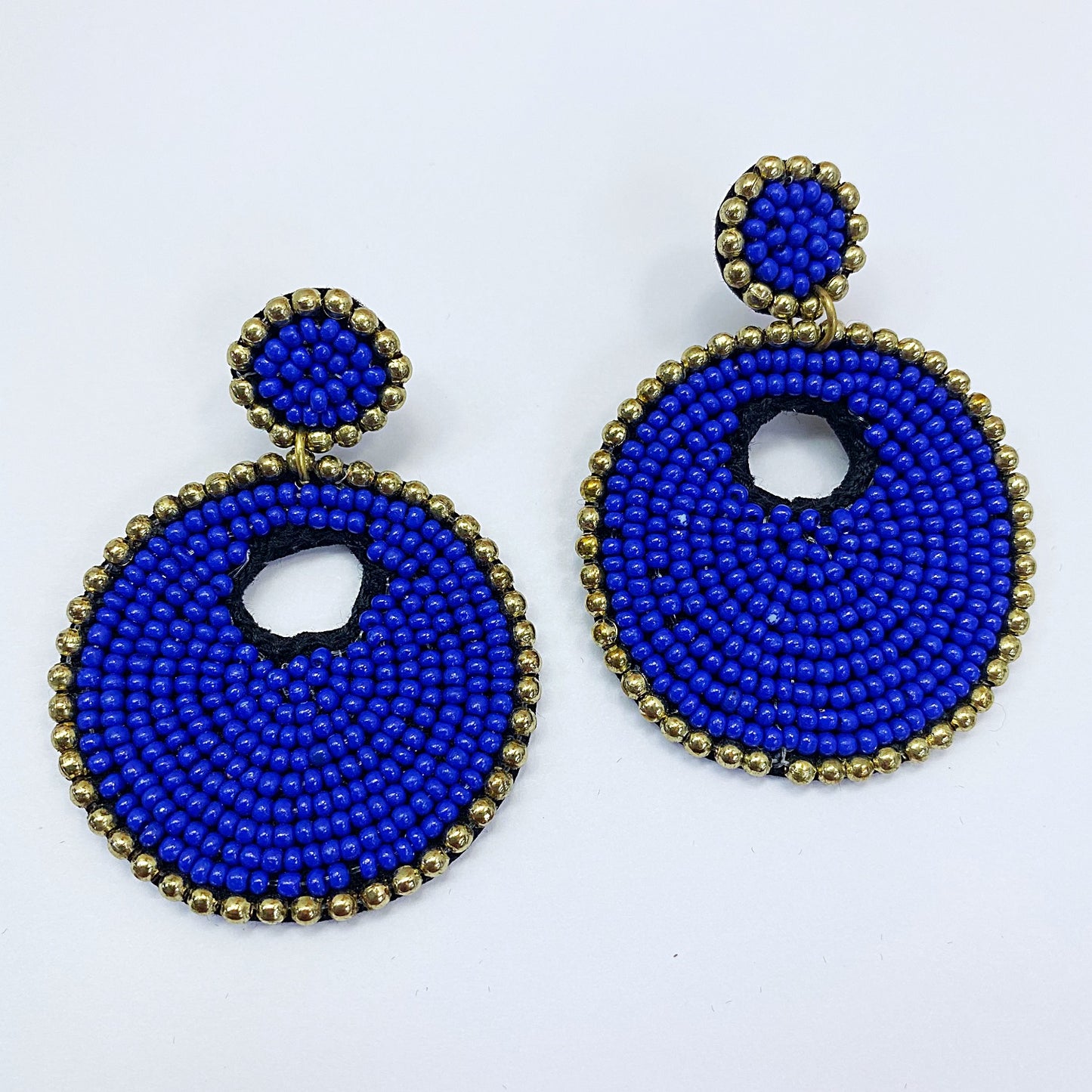 E0768 36E1063 Beads decorated Circle Shape Drop Dangle Hook Earrings