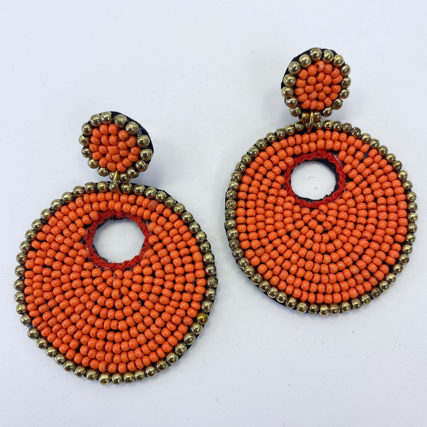 E0768 36E1063 Beads decorated Circle Shape Drop Dangle Hook Earrings