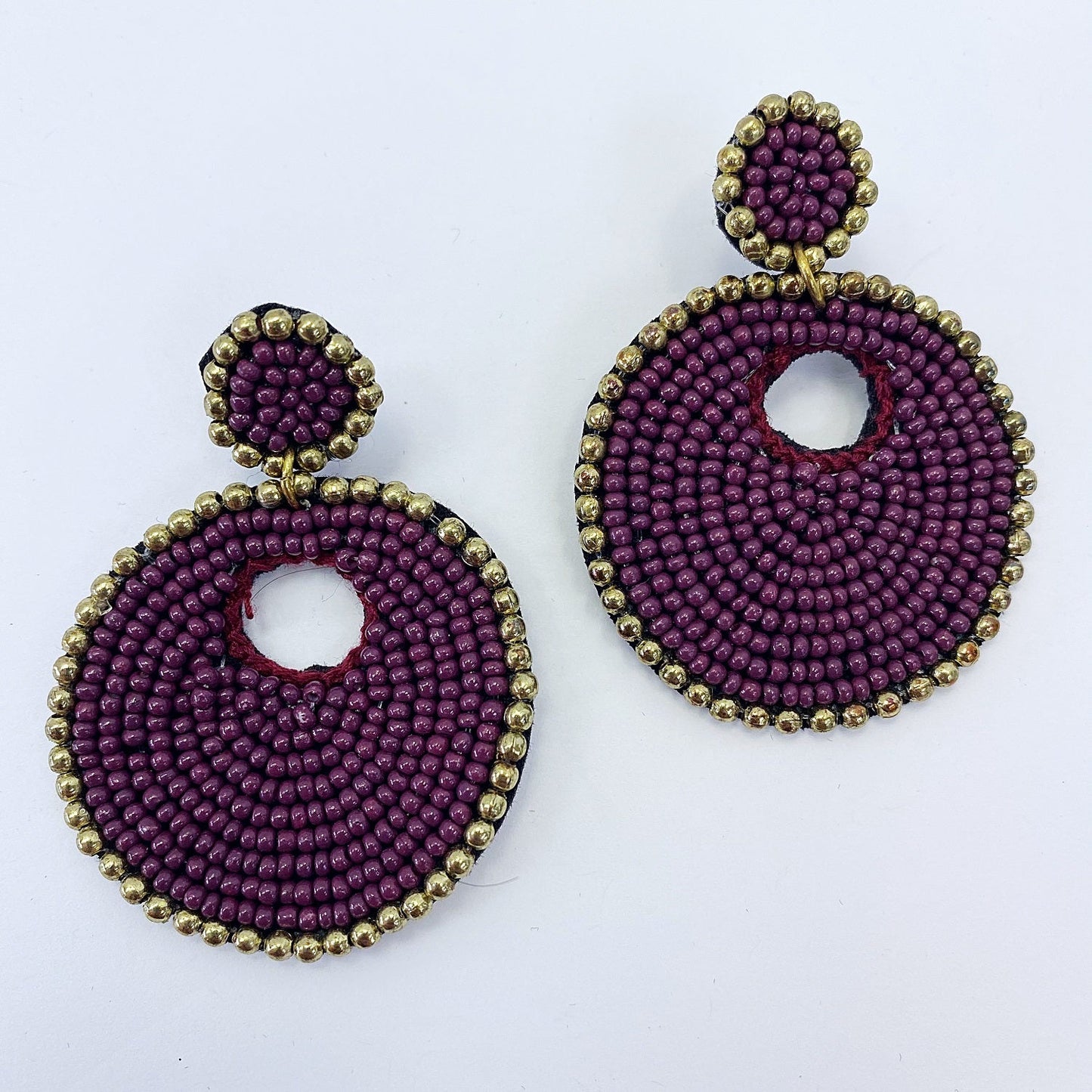 E0768 36E1063 Beads decorated Circle Shape Drop Dangle Hook Earrings