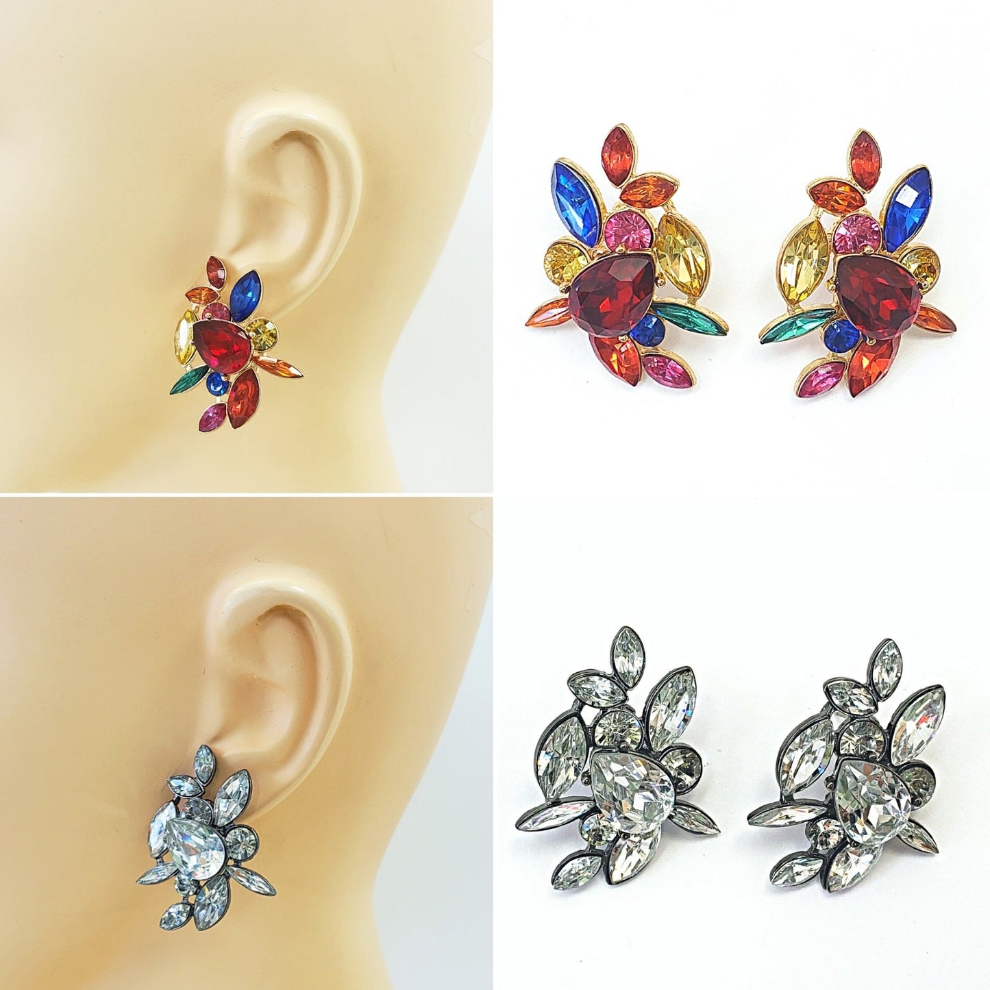 E0773 13-2727 RHINESTONES STUD STYLE POST EARRINGS