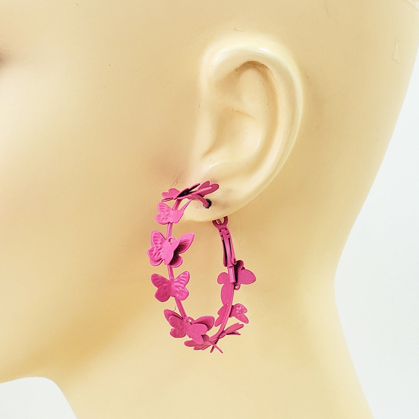 E0779 RE7534 BUTTERFLY HOOP EARRINGS