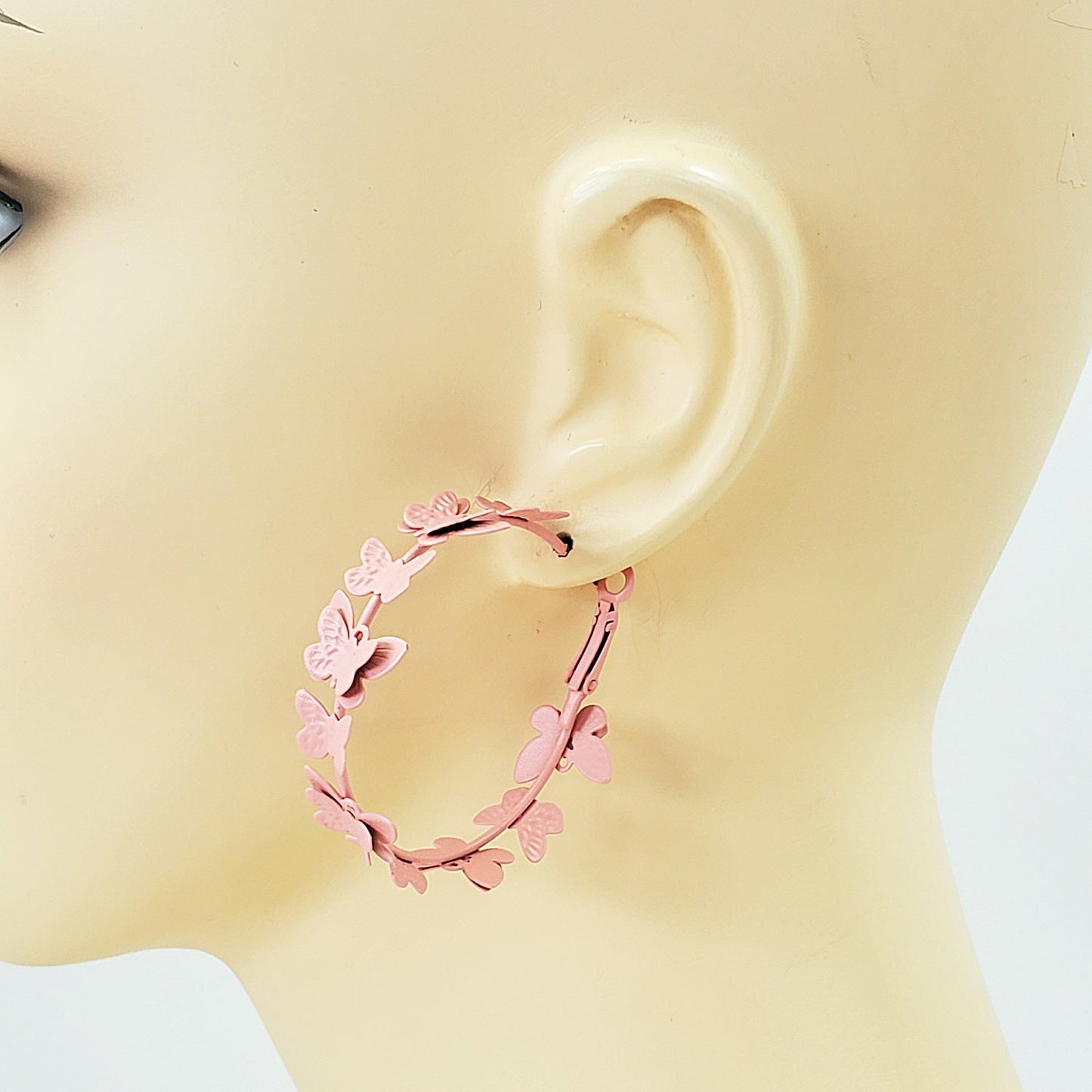 E0779 RE7534 BUTTERFLY HOOP EARRINGS