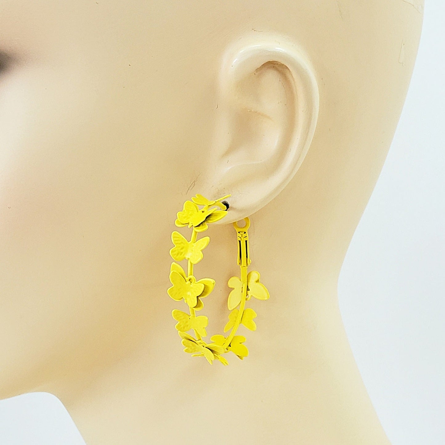E0779 RE7534 BUTTERFLY HOOP EARRINGS