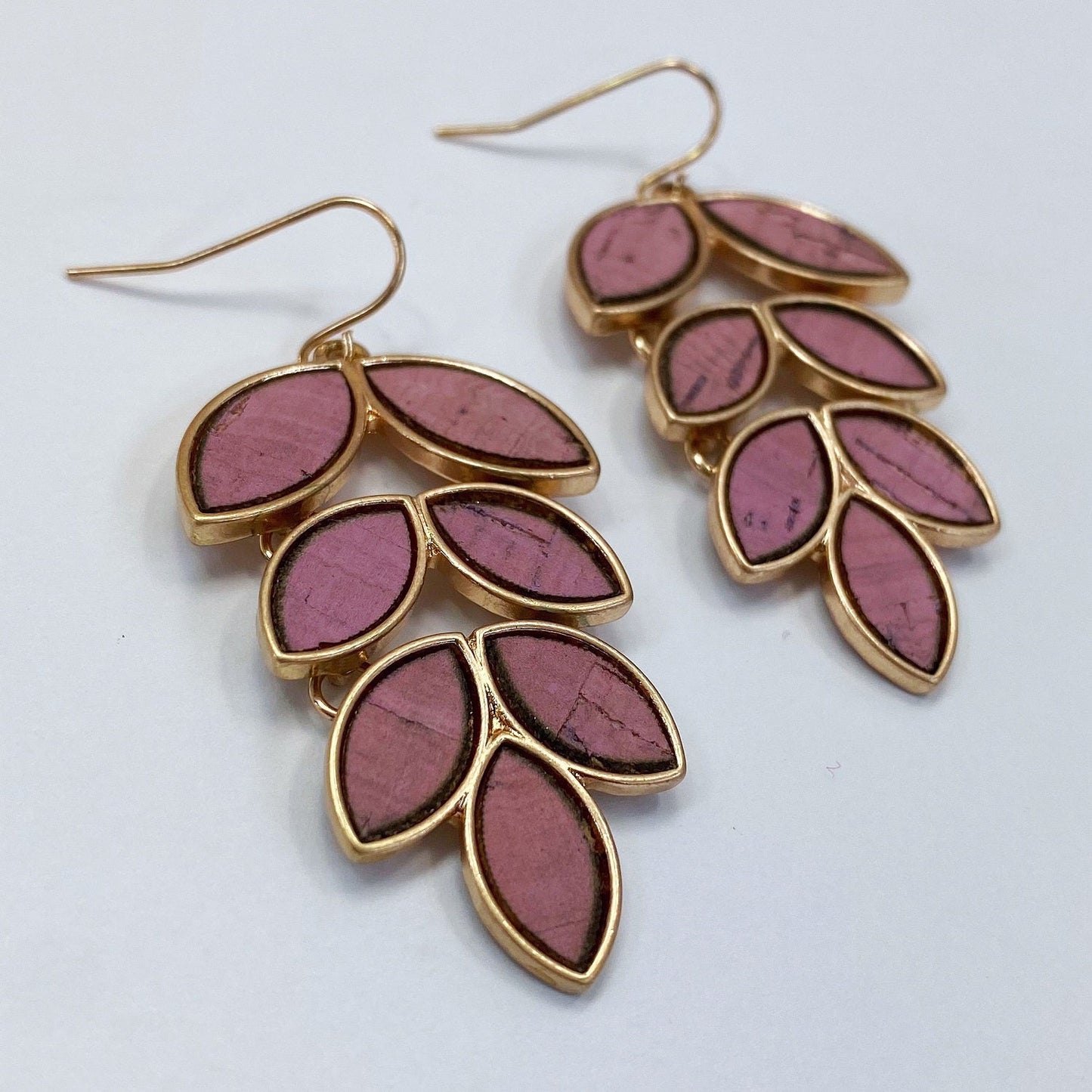 E0799 13-4047 LEAVES BRANCH DROP DANGLE HOOK EARRINGS