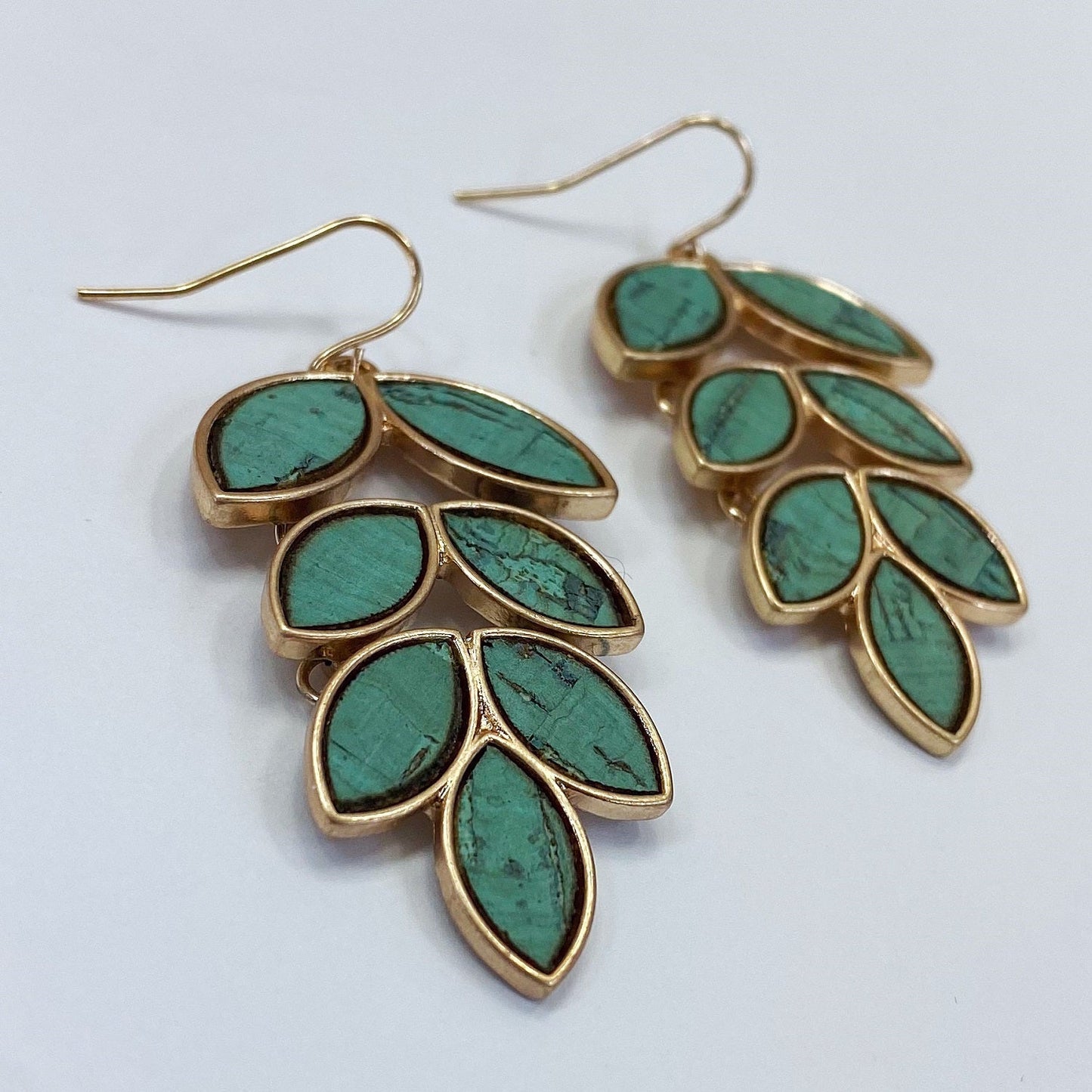 E0799 13-4047 LEAVES BRANCH DROP DANGLE HOOK EARRINGS