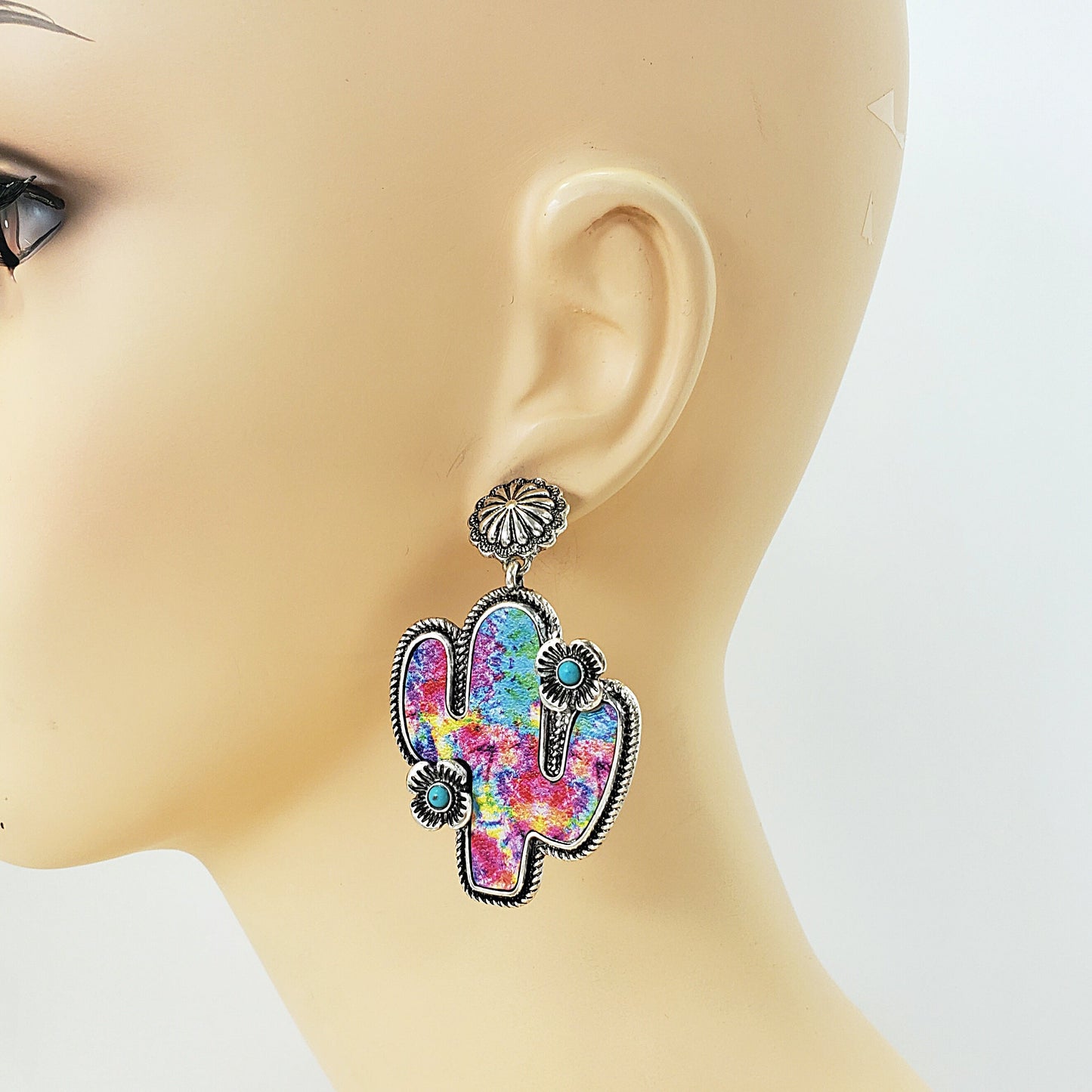 E0830 13-4056 WESTERN CACTUS DROP DANGLE EARRINGS