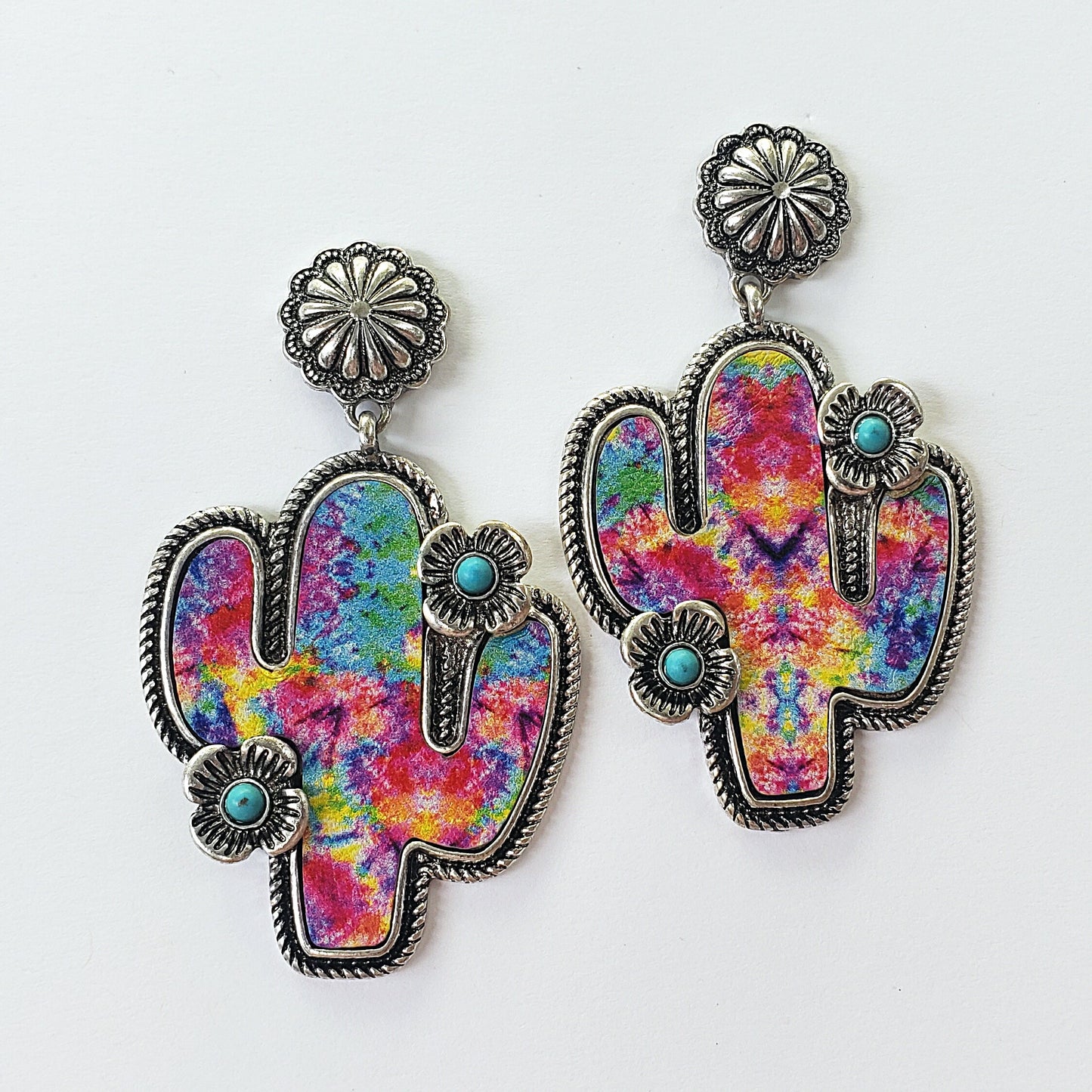E0830 13-4056 WESTERN CACTUS DROP DANGLE EARRINGS