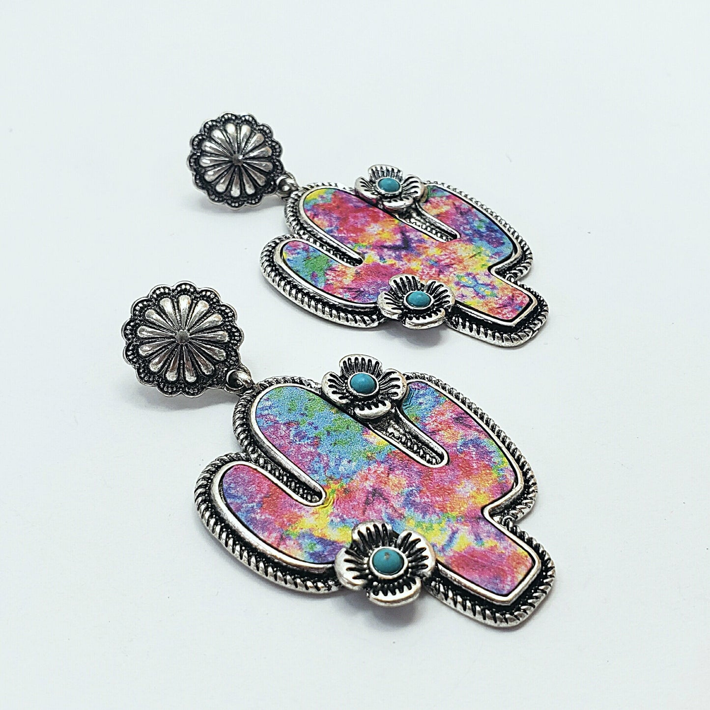 E0830 13-4056 WESTERN CACTUS DROP DANGLE EARRINGS