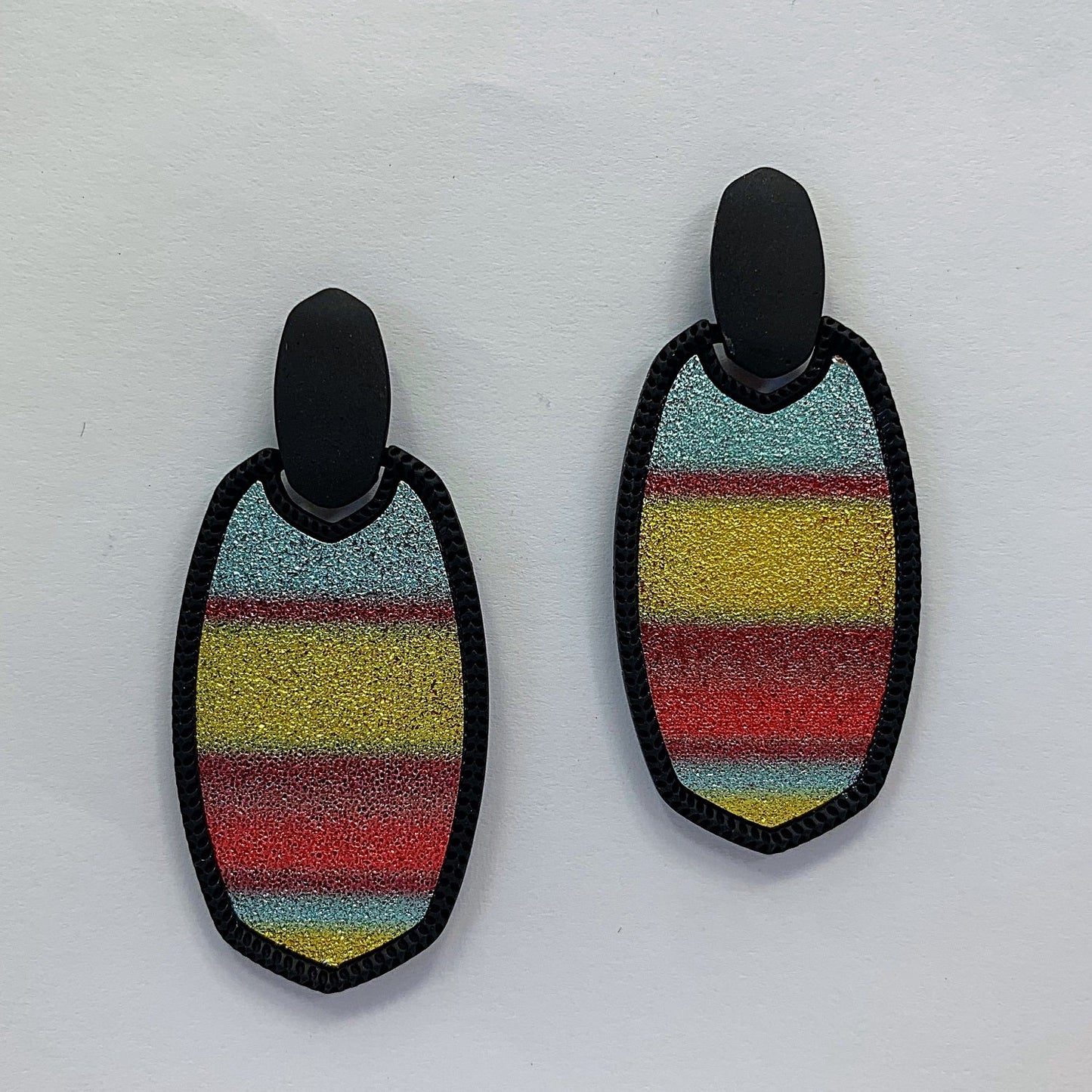 E0855 LE5526 Glitter Oval Shape Drop Dangle Post Earrings